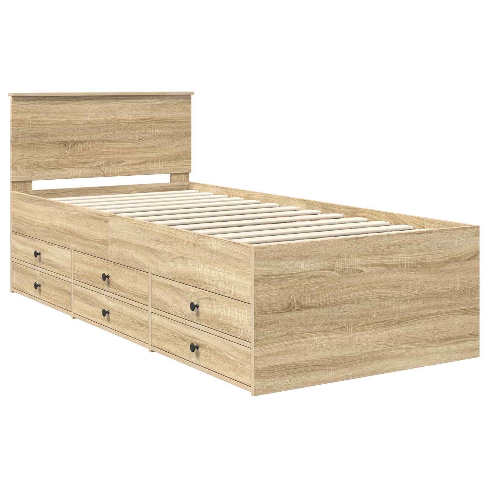 Slaapbank Sonoma Eiken en Zwart 100 x 200 cm Bewerkt hout is nu te koop bij PeponiXL, paradijselijk wonen!