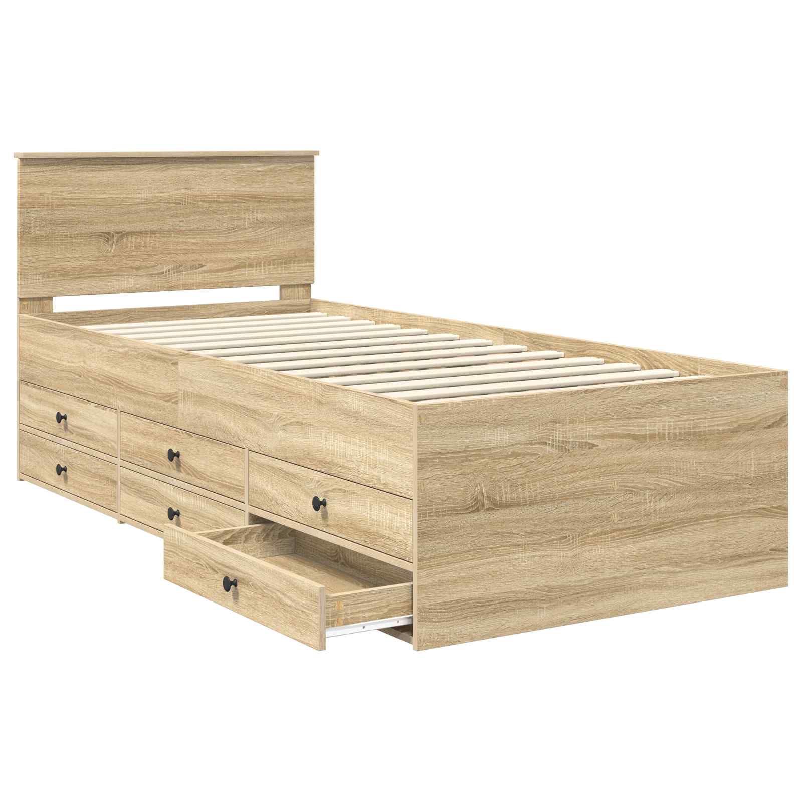 Slaapbank Sonoma Eiken en Zwart 100 x 200 cm Bewerkt hout is nu te koop bij PeponiXL, paradijselijk wonen!