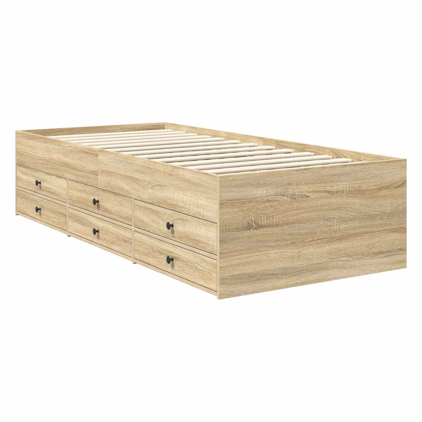 Slaapbank Sonoma Eiken en Zwart 100 x 200 cm Bewerkt hout is nu te koop bij PeponiXL, paradijselijk wonen!