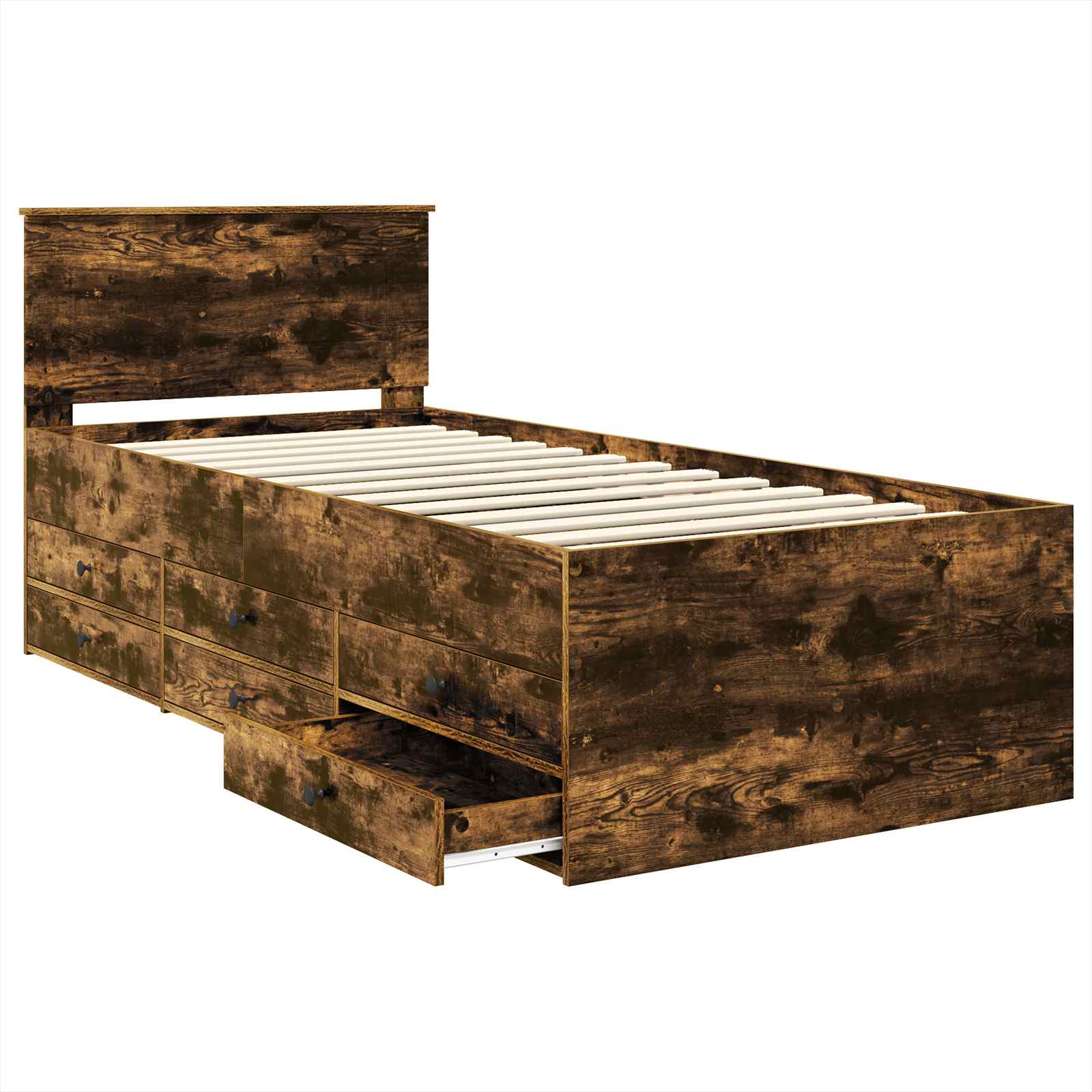 Slaapbank Gerookt Eiken en Zwart 100 x 200 cm Bewerkt hout is nu te koop bij PeponiXL, paradijselijk wonen!
