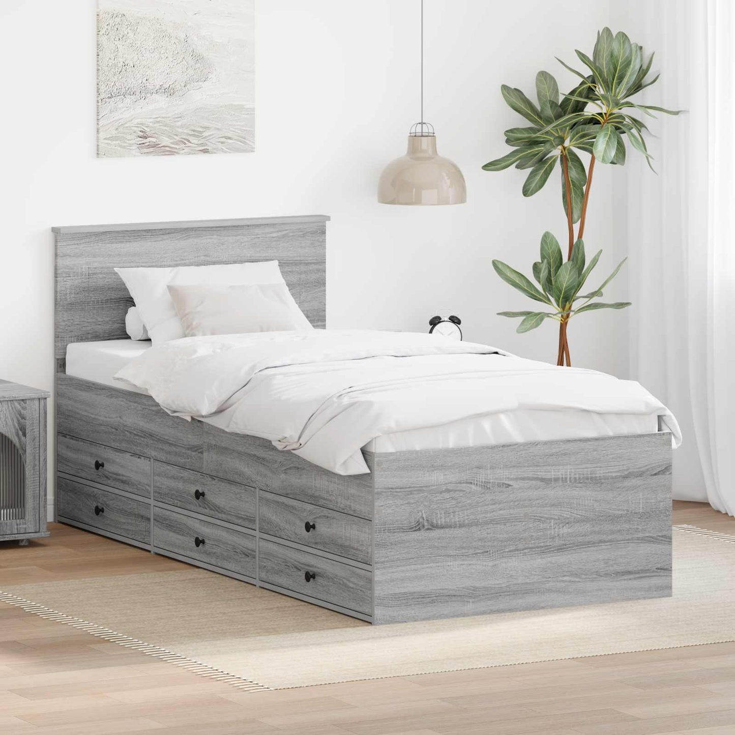 Slaapbank Grijs Sonoma en Zwart 100 x 200 cm Bewerkt hout is nu te koop bij PeponiXL, paradijselijk wonen!