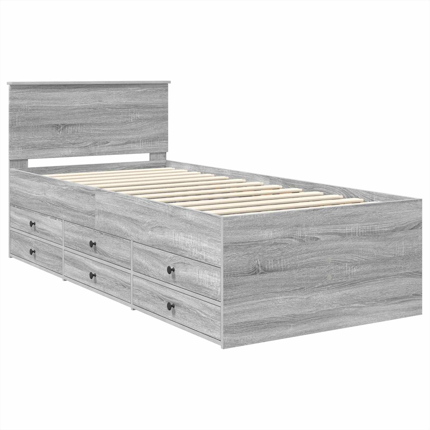 Slaapbank Grijs Sonoma en Zwart 100 x 200 cm Bewerkt hout is nu te koop bij PeponiXL, paradijselijk wonen!