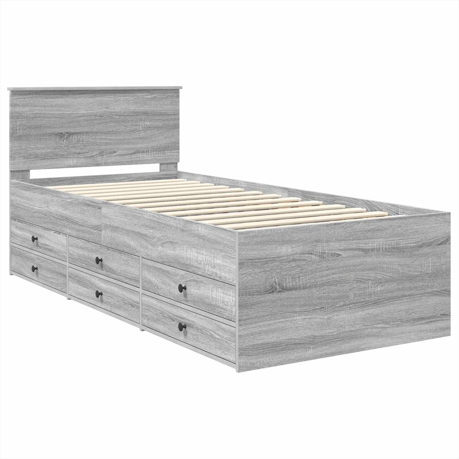 Slaapbank Grijs Sonoma en Zwart 100 x 200 cm Bewerkt hout is nu te koop bij PeponiXL, paradijselijk wonen!