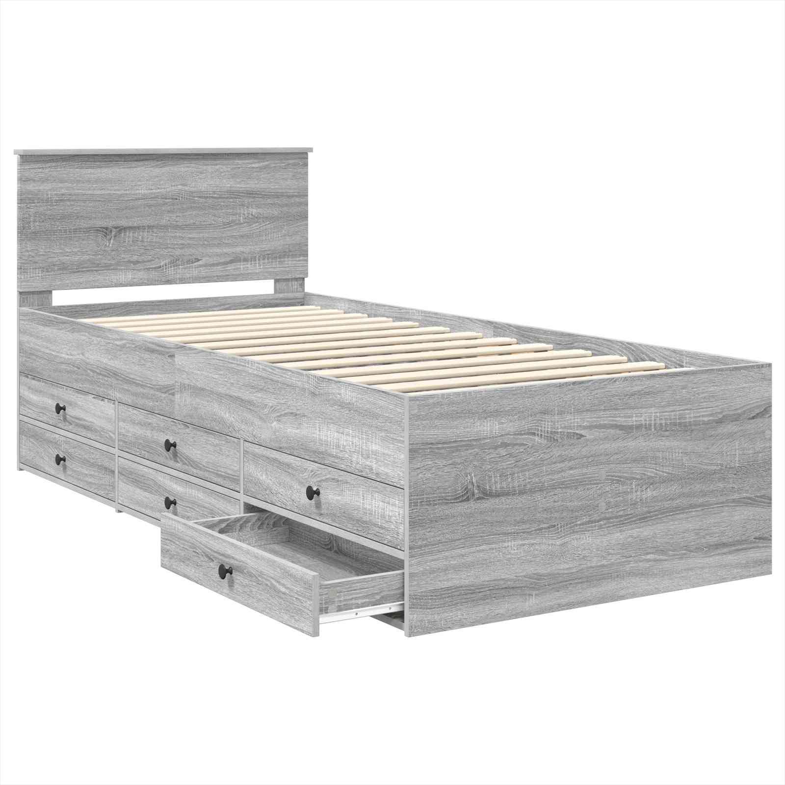 Slaapbank Grijs Sonoma en Zwart 100 x 200 cm Bewerkt hout is nu te koop bij PeponiXL, paradijselijk wonen!