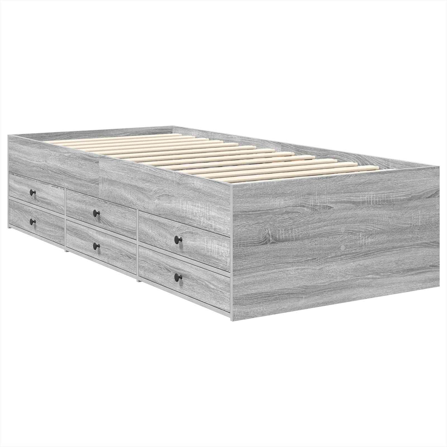 Slaapbank Grijs Sonoma en Zwart 100 x 200 cm Bewerkt hout is nu te koop bij PeponiXL, paradijselijk wonen!