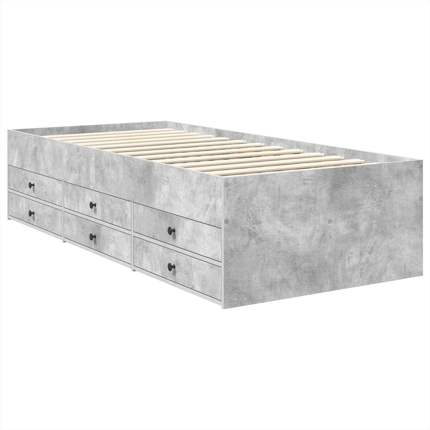 Slaapbank Beton Grijs en Zwart 90 x 190 cm Bewerkt hout is nu te koop bij PeponiXL, paradijselijk wonen!