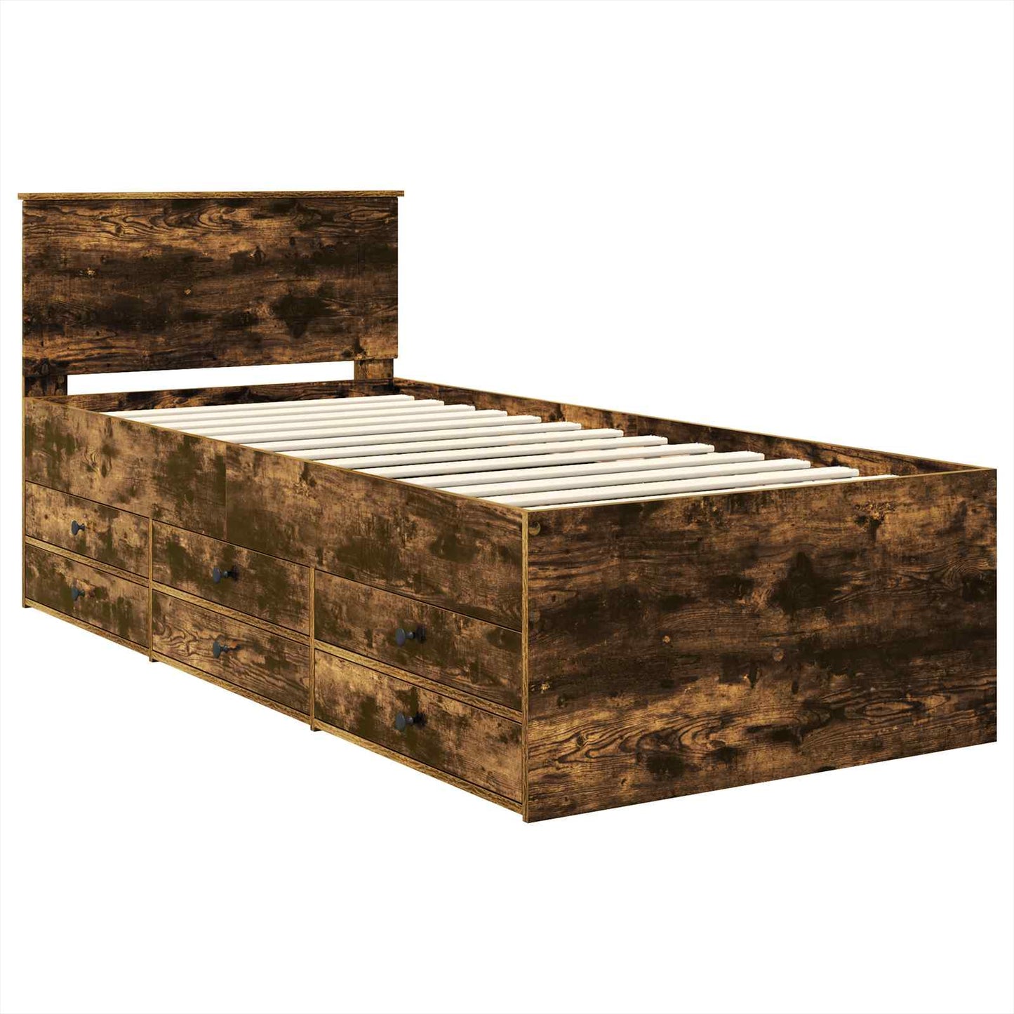 Slaapbank Gerookt Eiken en Zwart 90 x 200 cm Bewerkt hout is nu te koop bij PeponiXL, paradijselijk wonen!