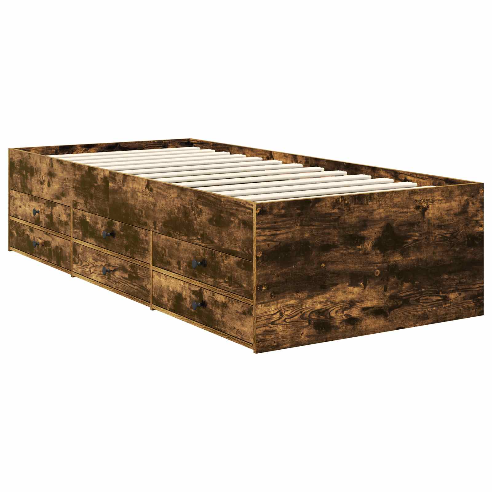 Slaapbank Gerookt Eiken en Zwart 90 x 200 cm Bewerkt hout is nu te koop bij PeponiXL, paradijselijk wonen!