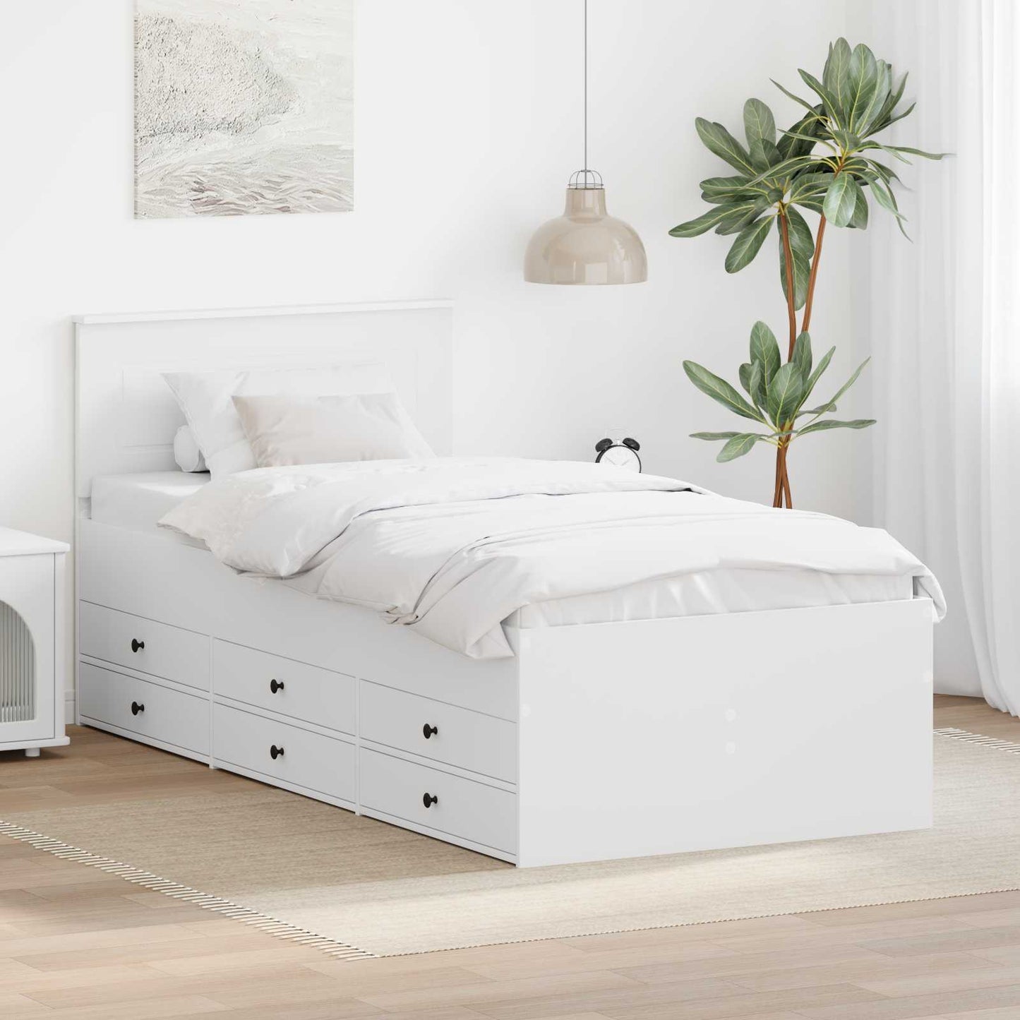 Slaapbank met lade Wit en zwart 75 x 190 cm Bewerkt hout is nu te koop bij PeponiXL, paradijselijk wonen!