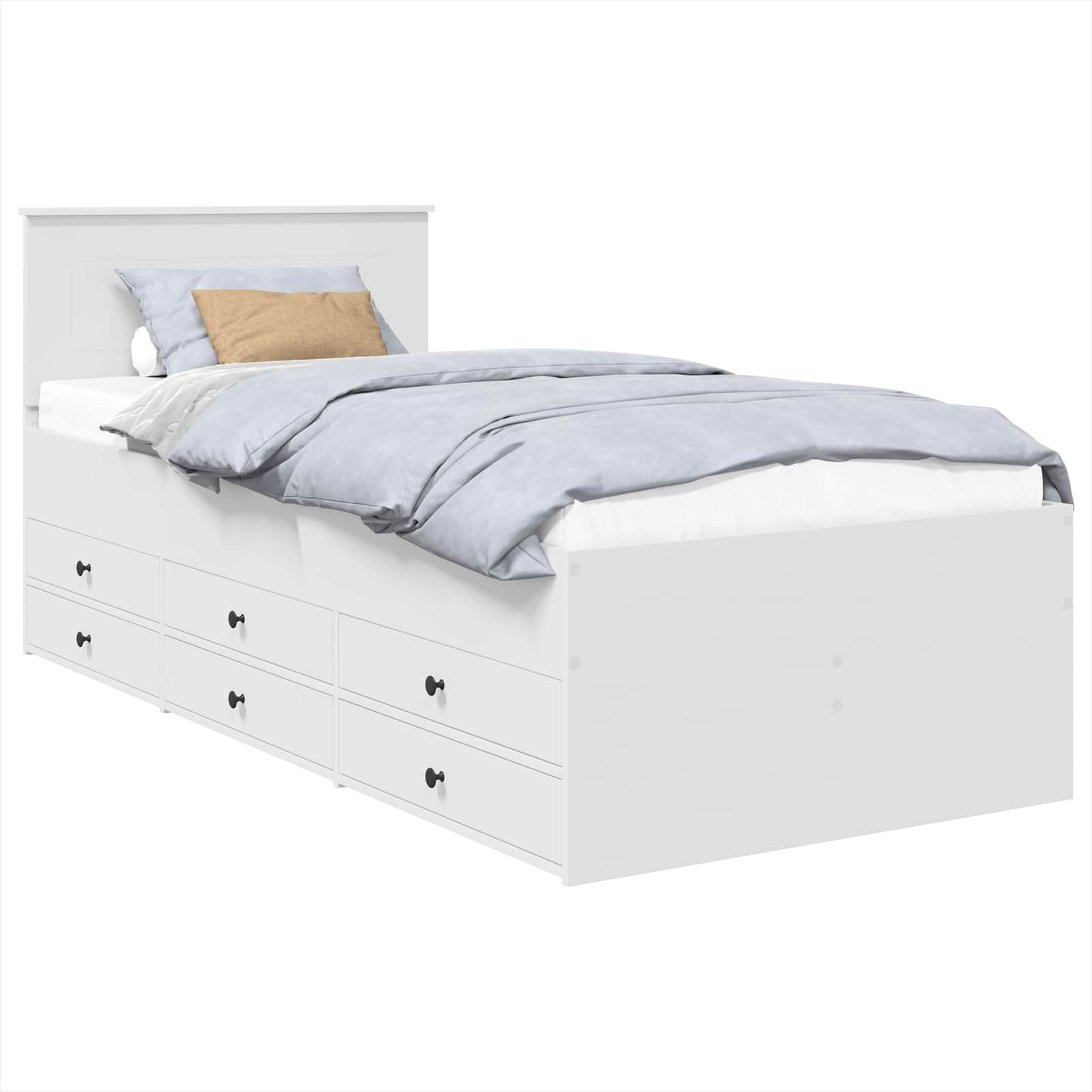 Slaapbank met lade Wit en zwart 75 x 190 cm Bewerkt hout is nu te koop bij PeponiXL, paradijselijk wonen!