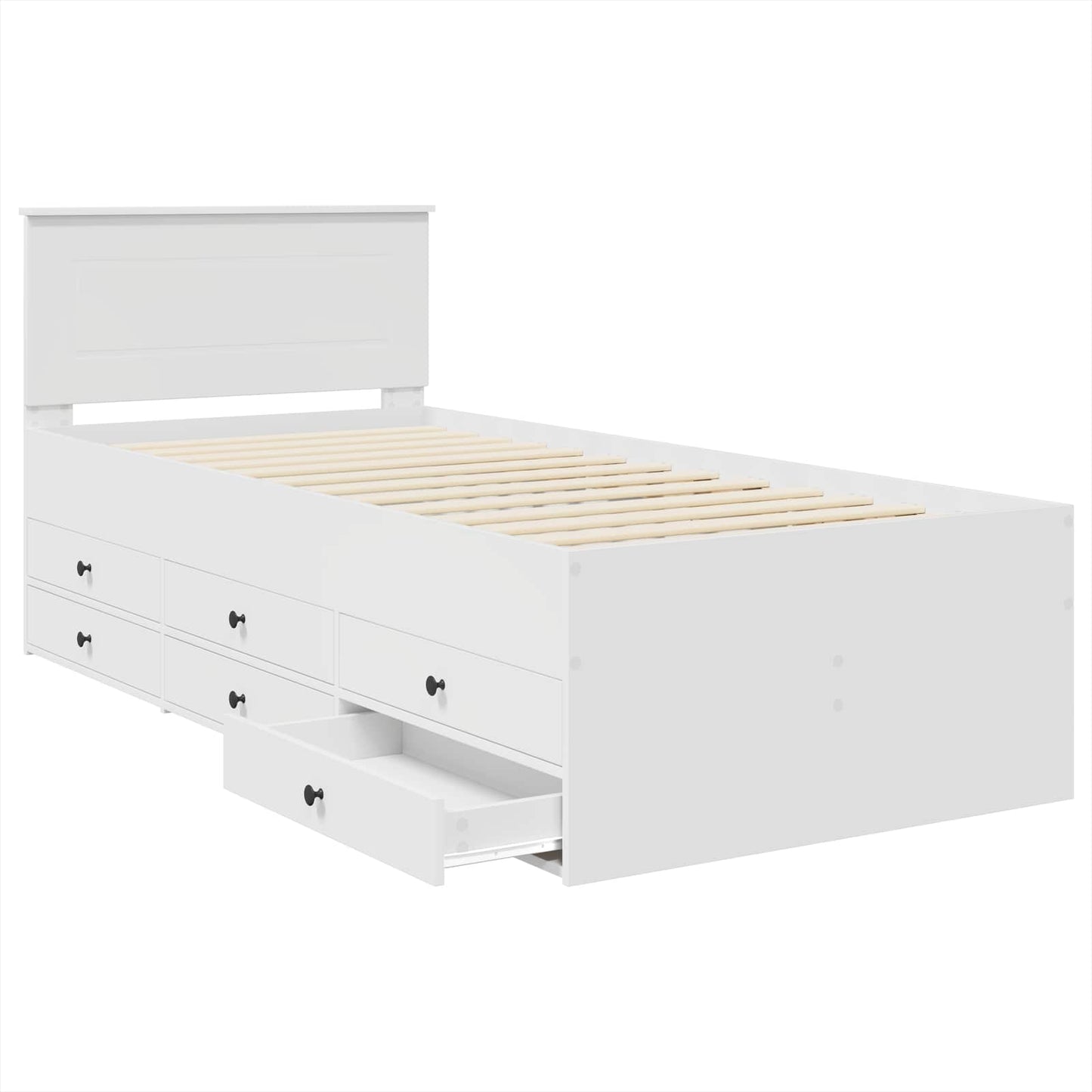 Slaapbank met lade Wit en zwart 75 x 190 cm Bewerkt hout is nu te koop bij PeponiXL, paradijselijk wonen!