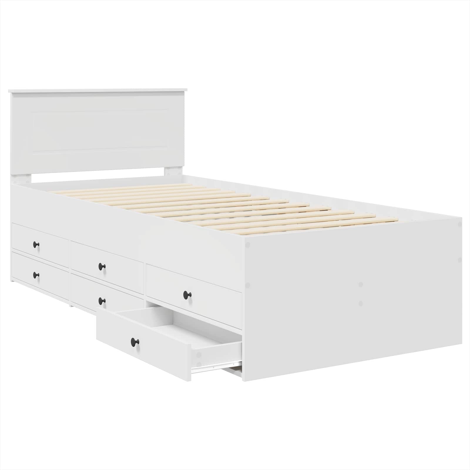 Slaapbank met lade Wit en zwart 75 x 190 cm Bewerkt hout is nu te koop bij PeponiXL, paradijselijk wonen!