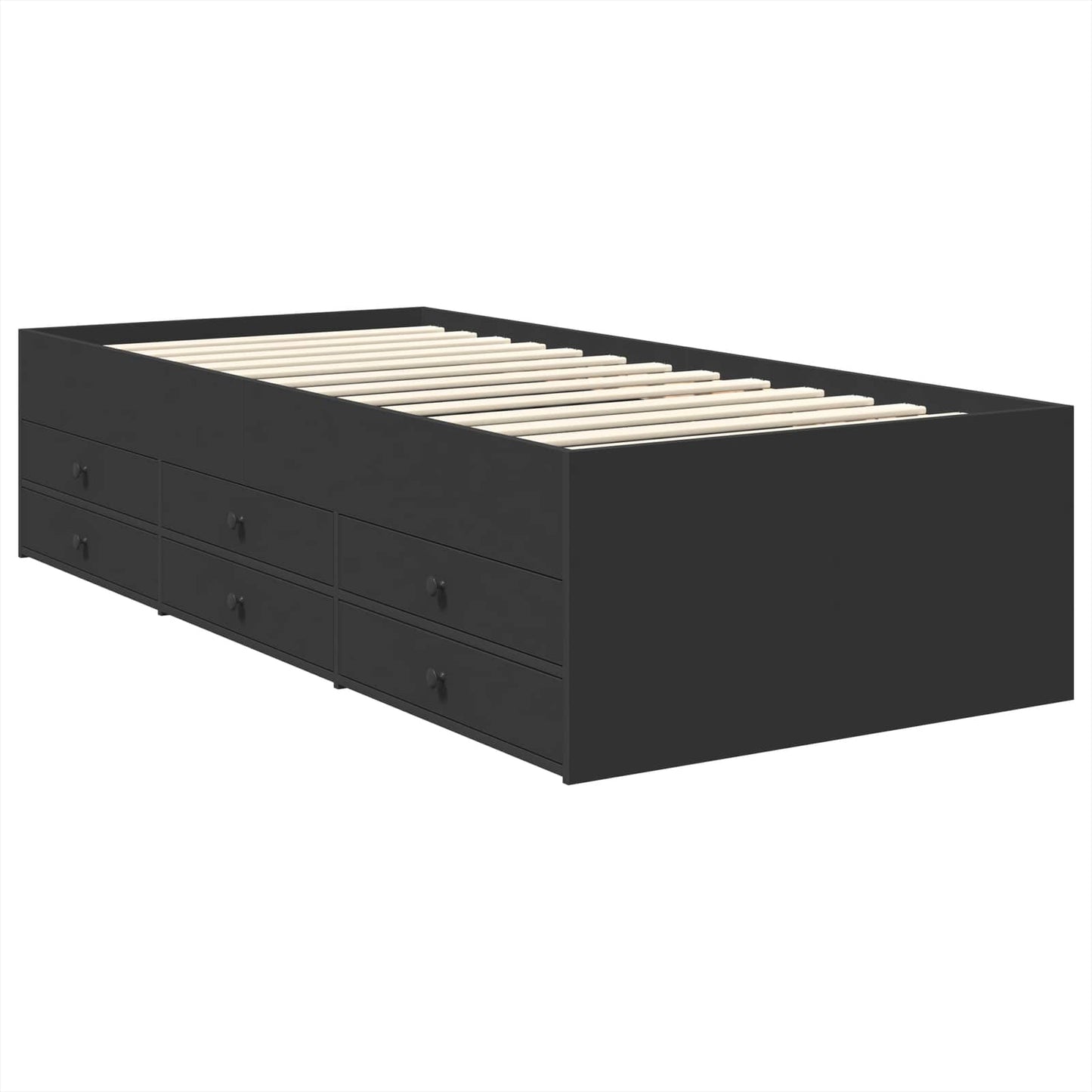 Slaapbank met lade met opslag Zwart 75 x 190 cm Bewerkt hout is nu te koop bij PeponiXL, paradijselijk wonen!