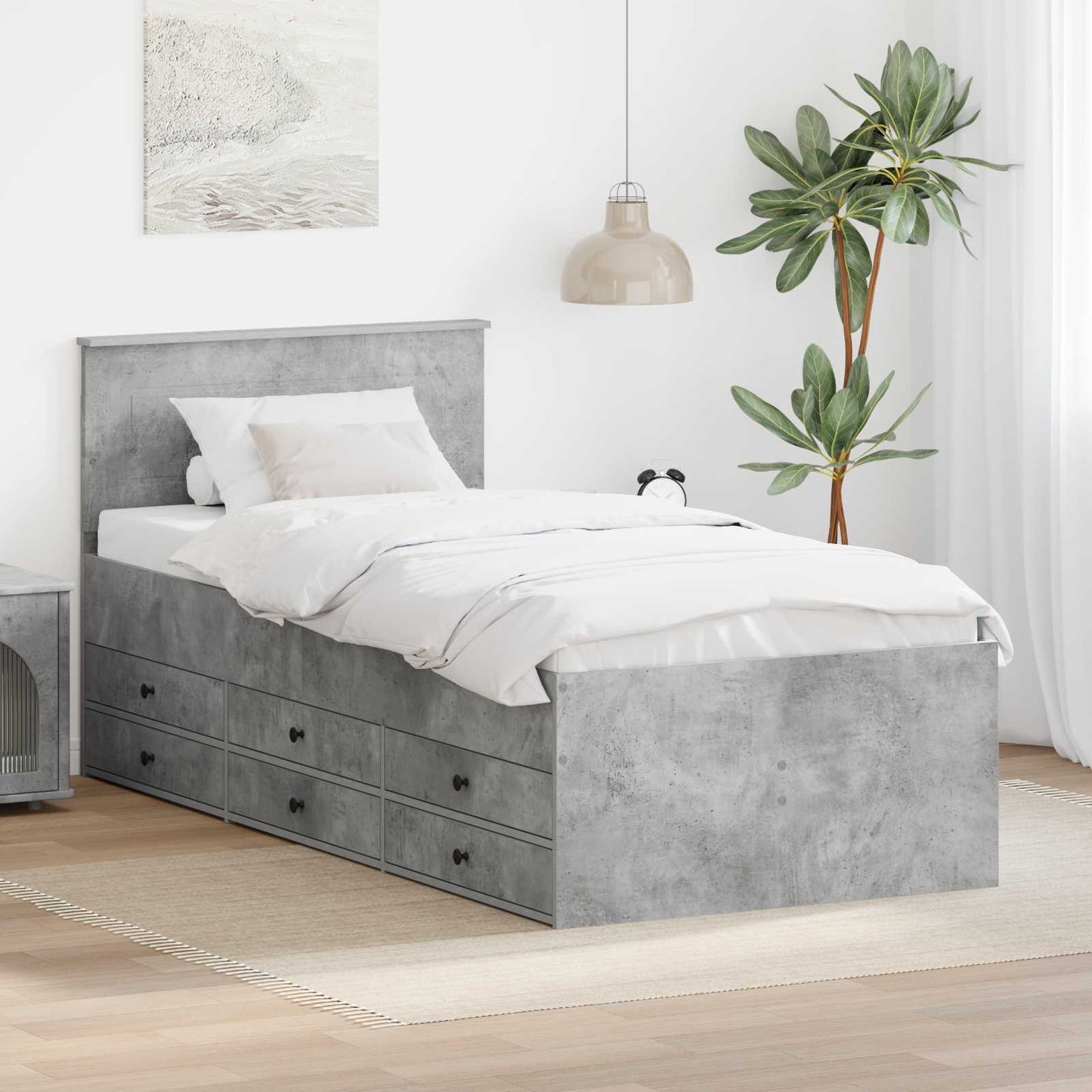 Slaapbank Beton Grijs en Zwart 70 x 190 cm Bewerkt hout is nu te koop bij PeponiXL, paradijselijk wonen!