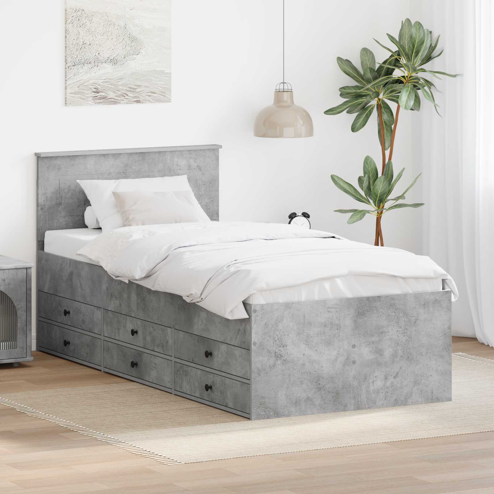 Slaapbank Beton Grijs en Zwart 70 x 190 cm Bewerkt hout is nu te koop bij PeponiXL, paradijselijk wonen!