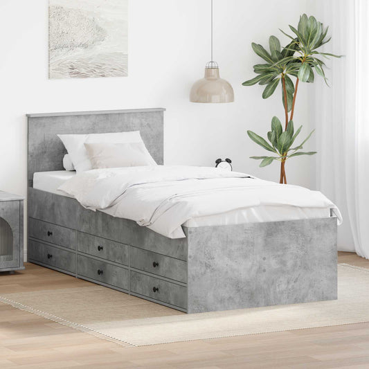 Slaapbank Beton Grijs en Zwart 70 x 190 cm Bewerkt hout is nu te koop bij PeponiXL, paradijselijk wonen!