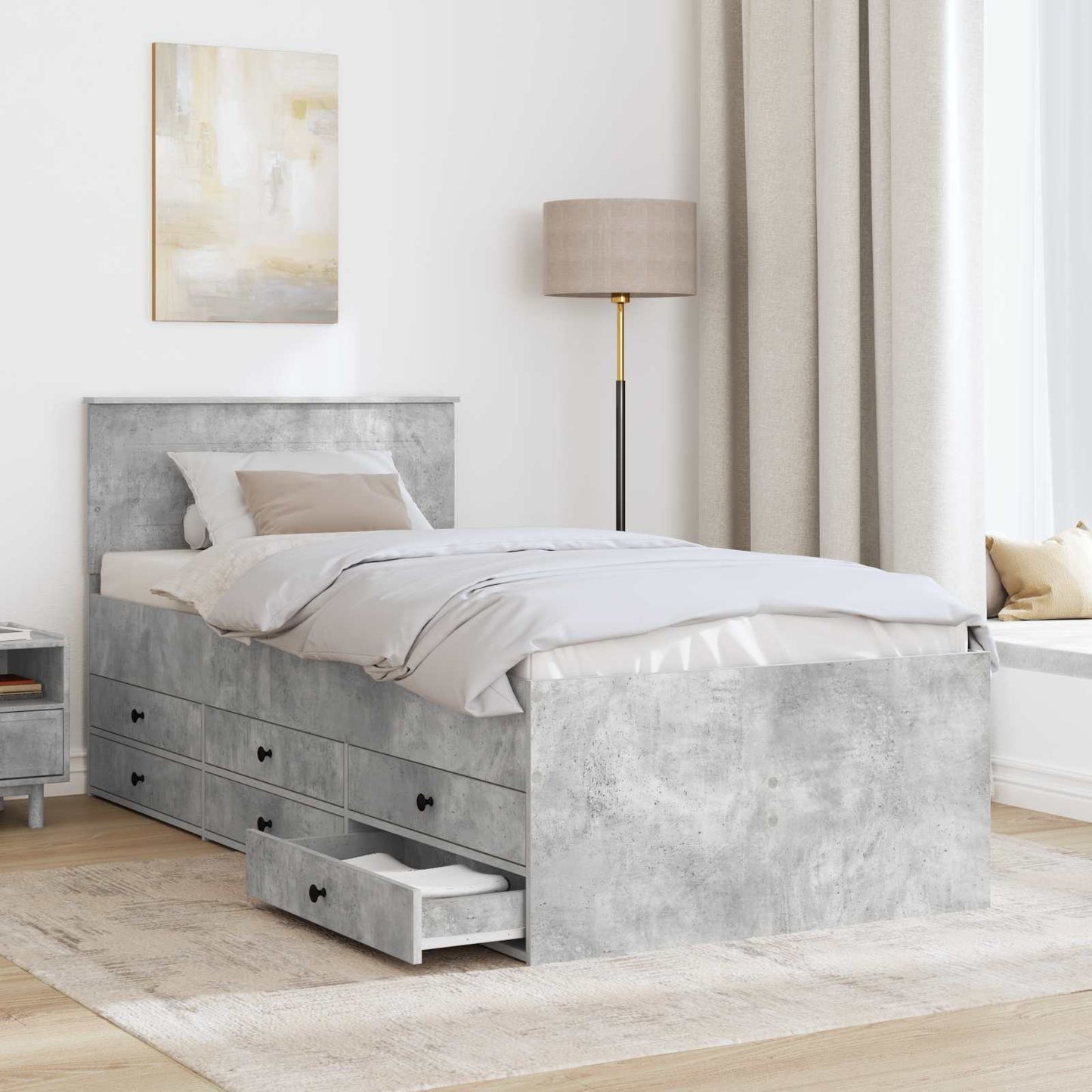Slaapbank Beton Grijs en Zwart 70 x 190 cm Bewerkt hout is nu te koop bij PeponiXL, paradijselijk wonen!
