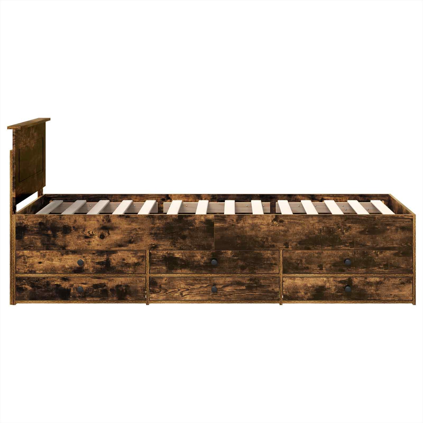 Slaapbank Gerookt Eiken en Zwart 75 x 190 cm Bewerkt hout is nu te koop bij PeponiXL, paradijselijk wonen!