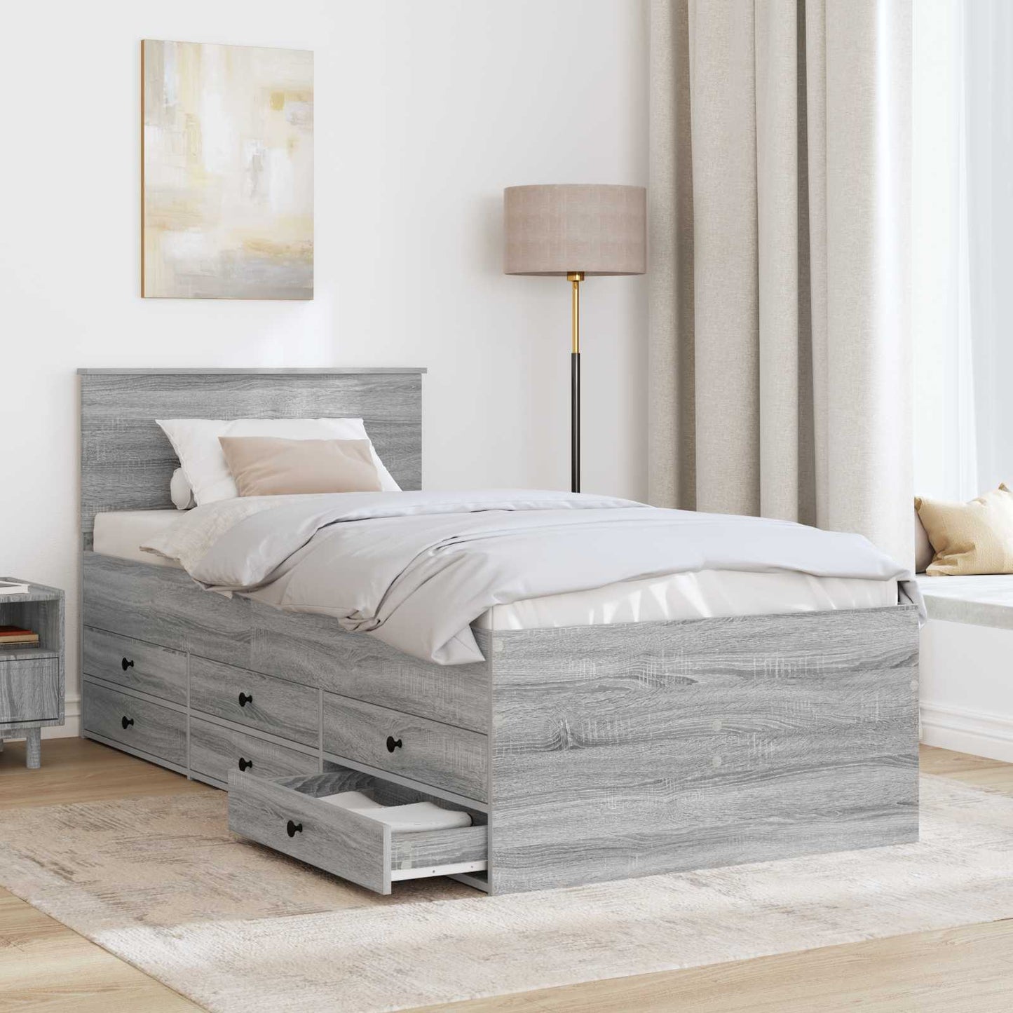 Slaapbank Grijs Sonoma en Zwart 75 x 190 cm Bewerkt hout is nu te koop bij PeponiXL, paradijselijk wonen!