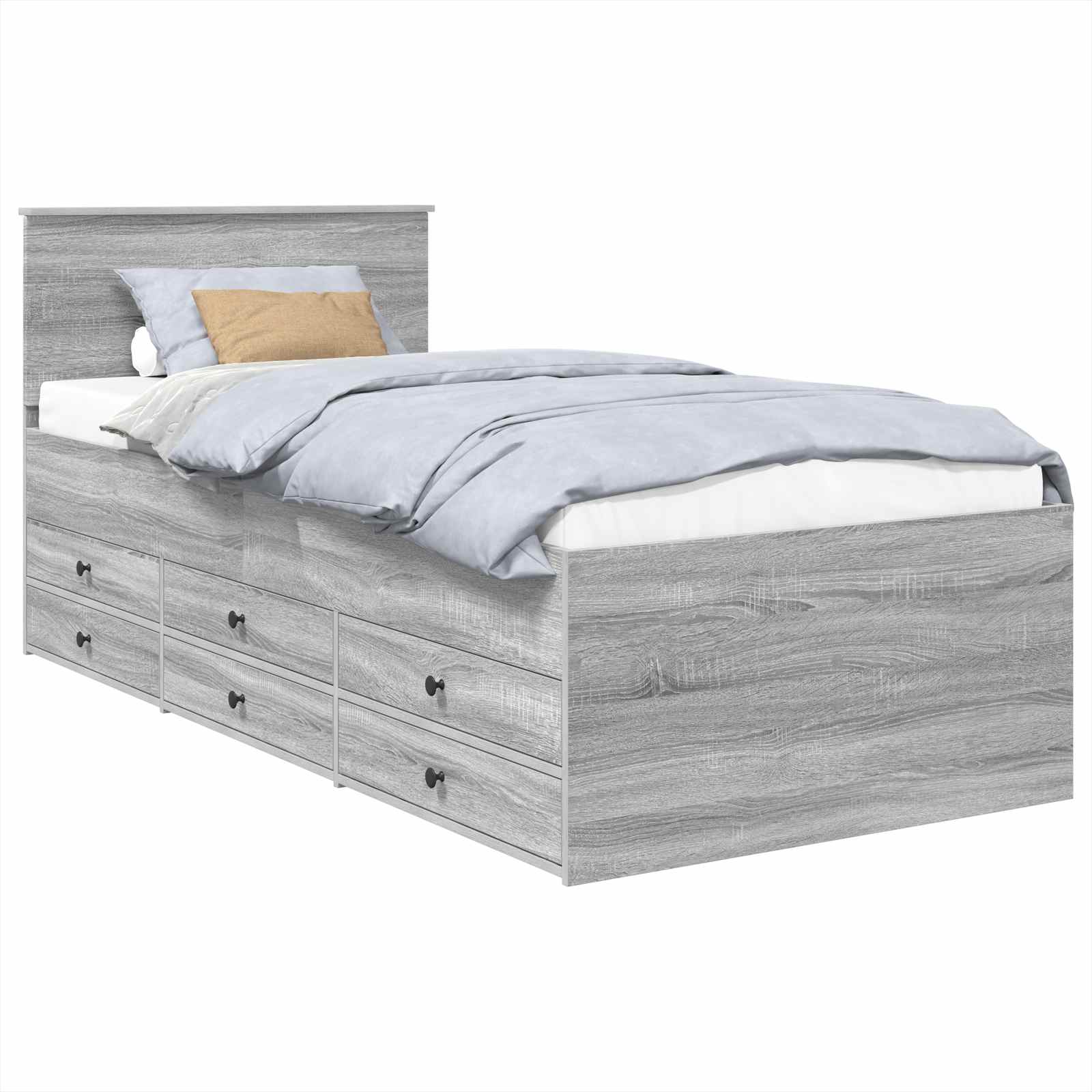 Slaapbank Grijs Sonoma en Zwart 75 x 190 cm Bewerkt hout is nu te koop bij PeponiXL, paradijselijk wonen!