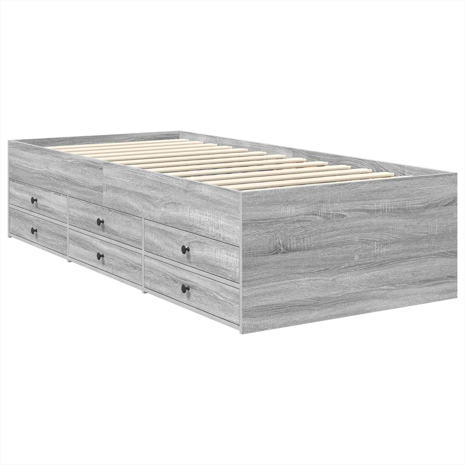 Slaapbank Grijs Sonoma en Zwart 75 x 190 cm Bewerkt hout is nu te koop bij PeponiXL, paradijselijk wonen!