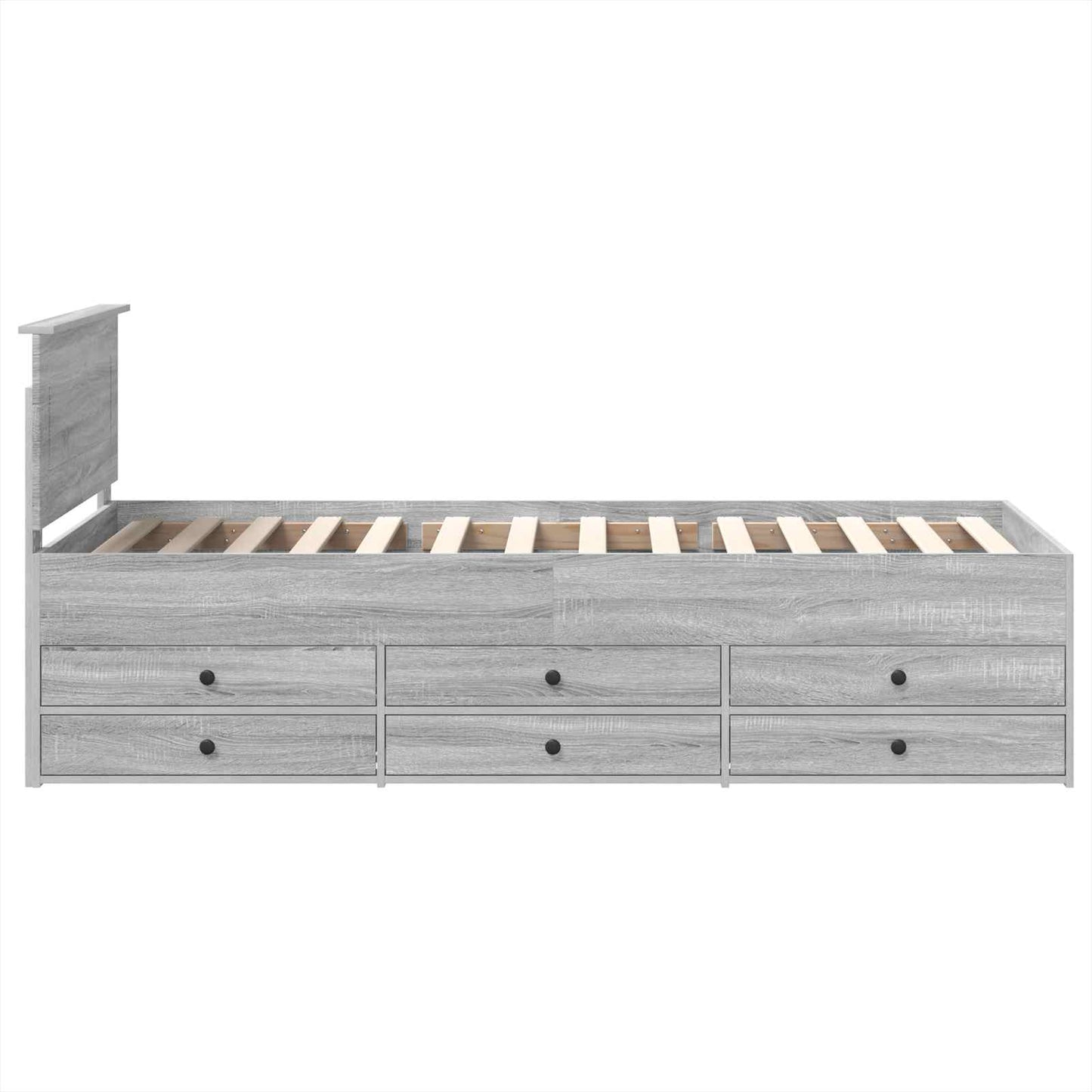 Slaapbank Grijs Sonoma en Zwart 75 x 190 cm Bewerkt hout is nu te koop bij PeponiXL, paradijselijk wonen!