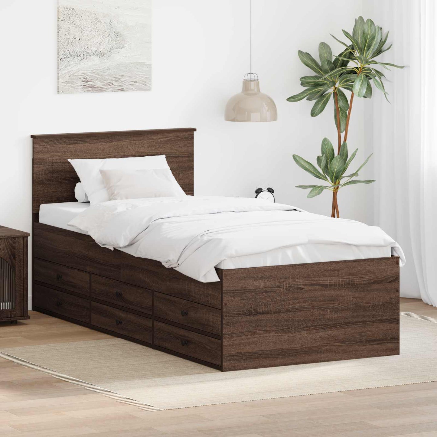 Slaapbank Bruin Eiken en Zwart 75 x 190 cm Bewerkt hout is nu te koop bij PeponiXL, paradijselijk wonen!