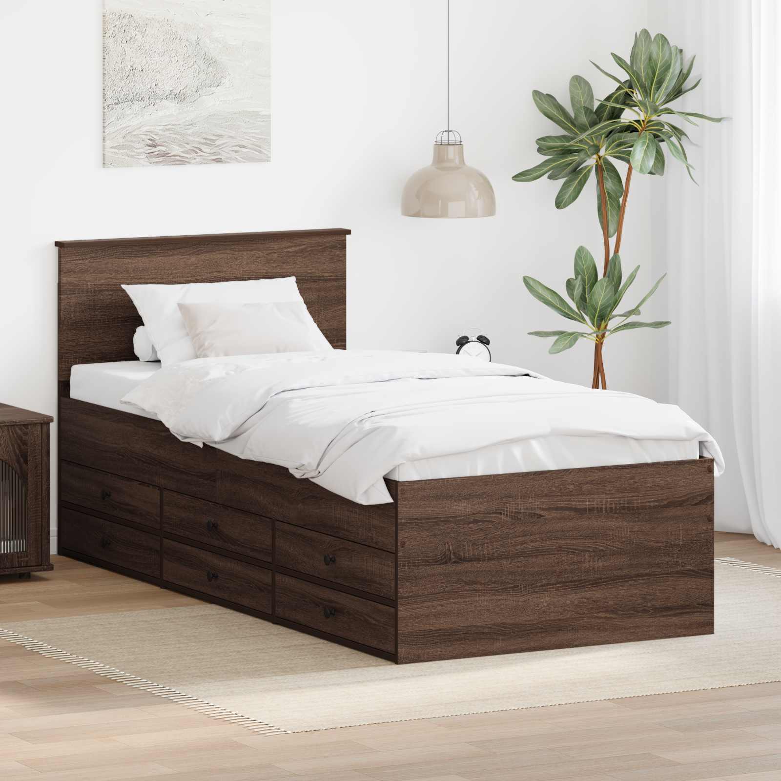 Slaapbank Bruin Eiken en Zwart 75 x 190 cm Bewerkt hout is nu te koop bij PeponiXL, paradijselijk wonen!