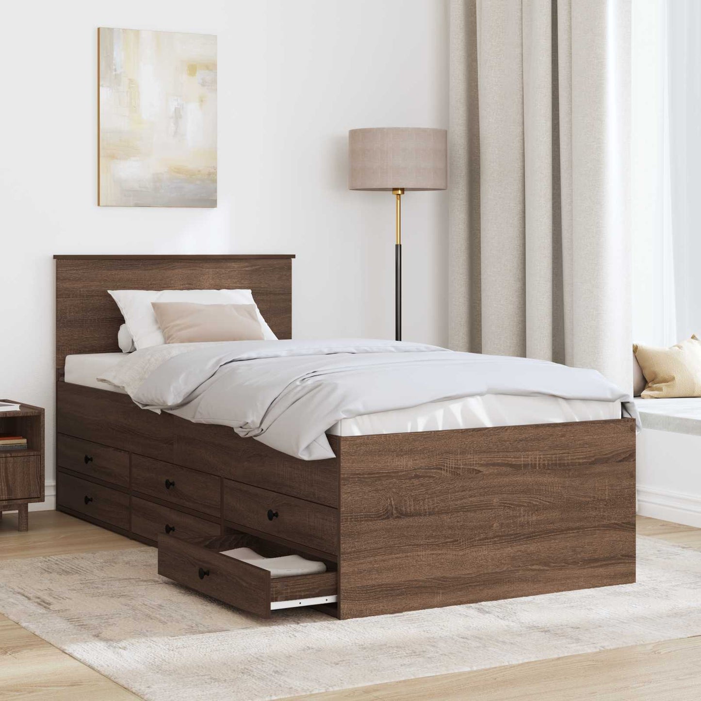 Slaapbank Bruin Eiken en Zwart 75 x 190 cm Bewerkt hout is nu te koop bij PeponiXL, paradijselijk wonen!