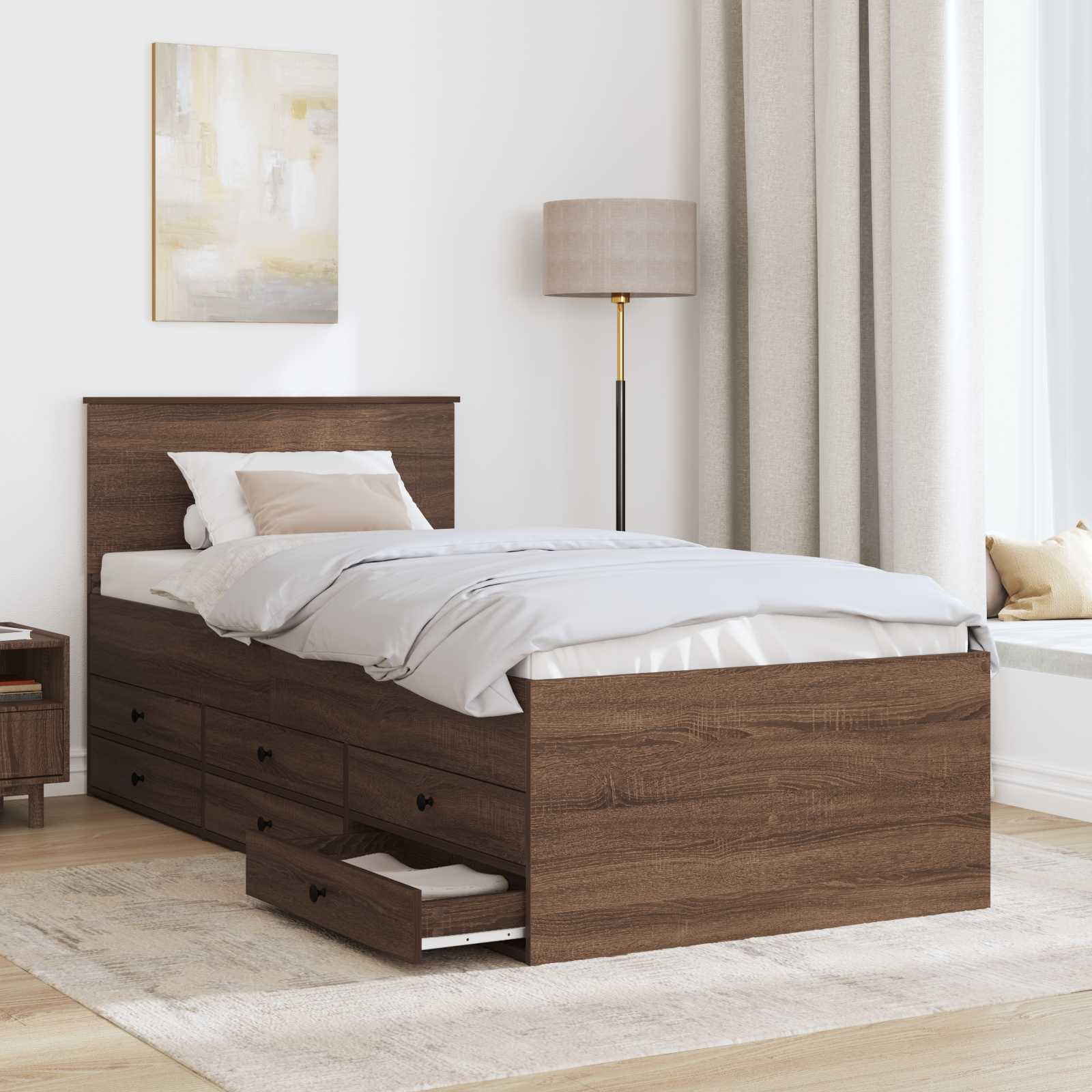 Slaapbank Bruin Eiken en Zwart 75 x 190 cm Bewerkt hout is nu te koop bij PeponiXL, paradijselijk wonen!