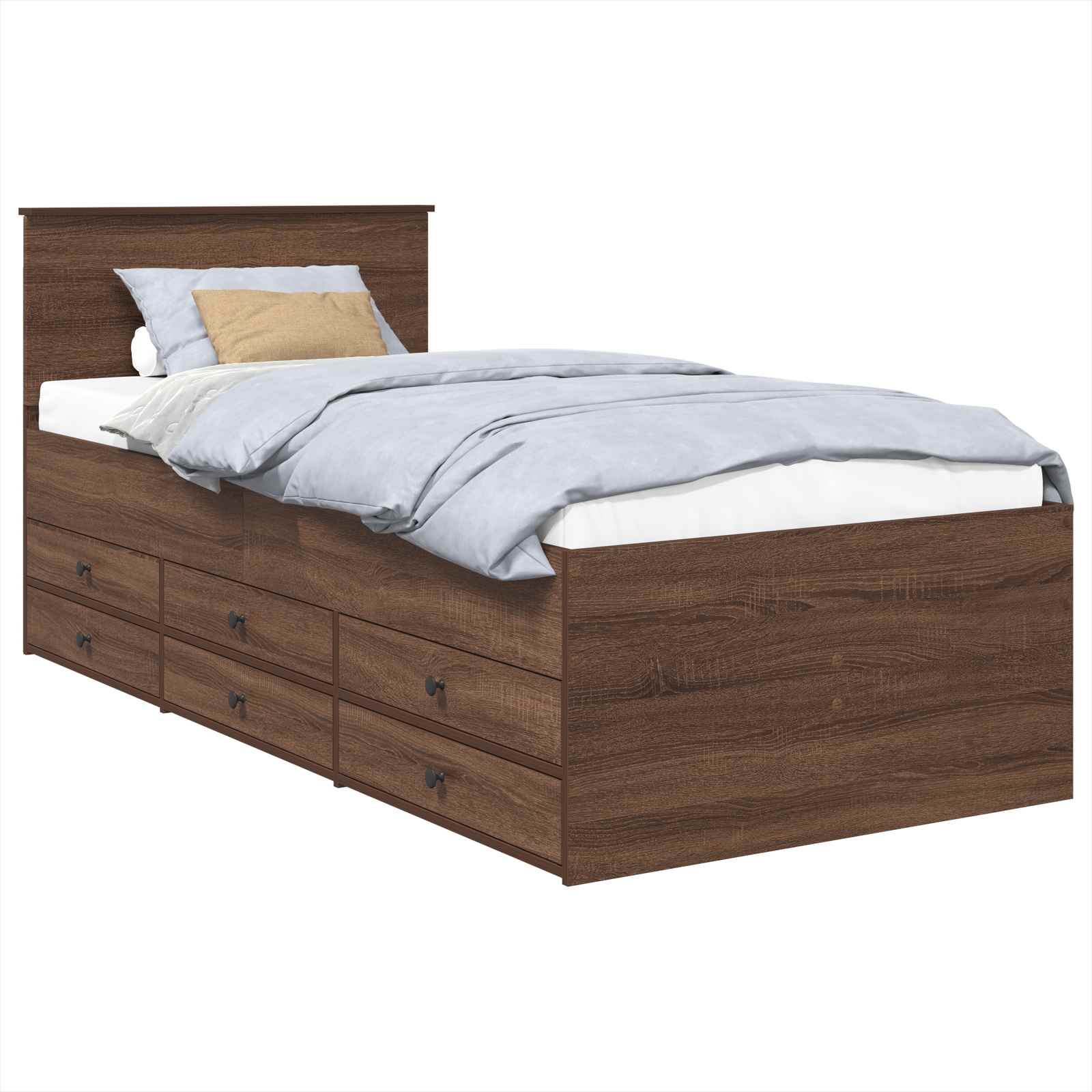 Slaapbank Bruin Eiken en Zwart 75 x 190 cm Bewerkt hout is nu te koop bij PeponiXL, paradijselijk wonen!