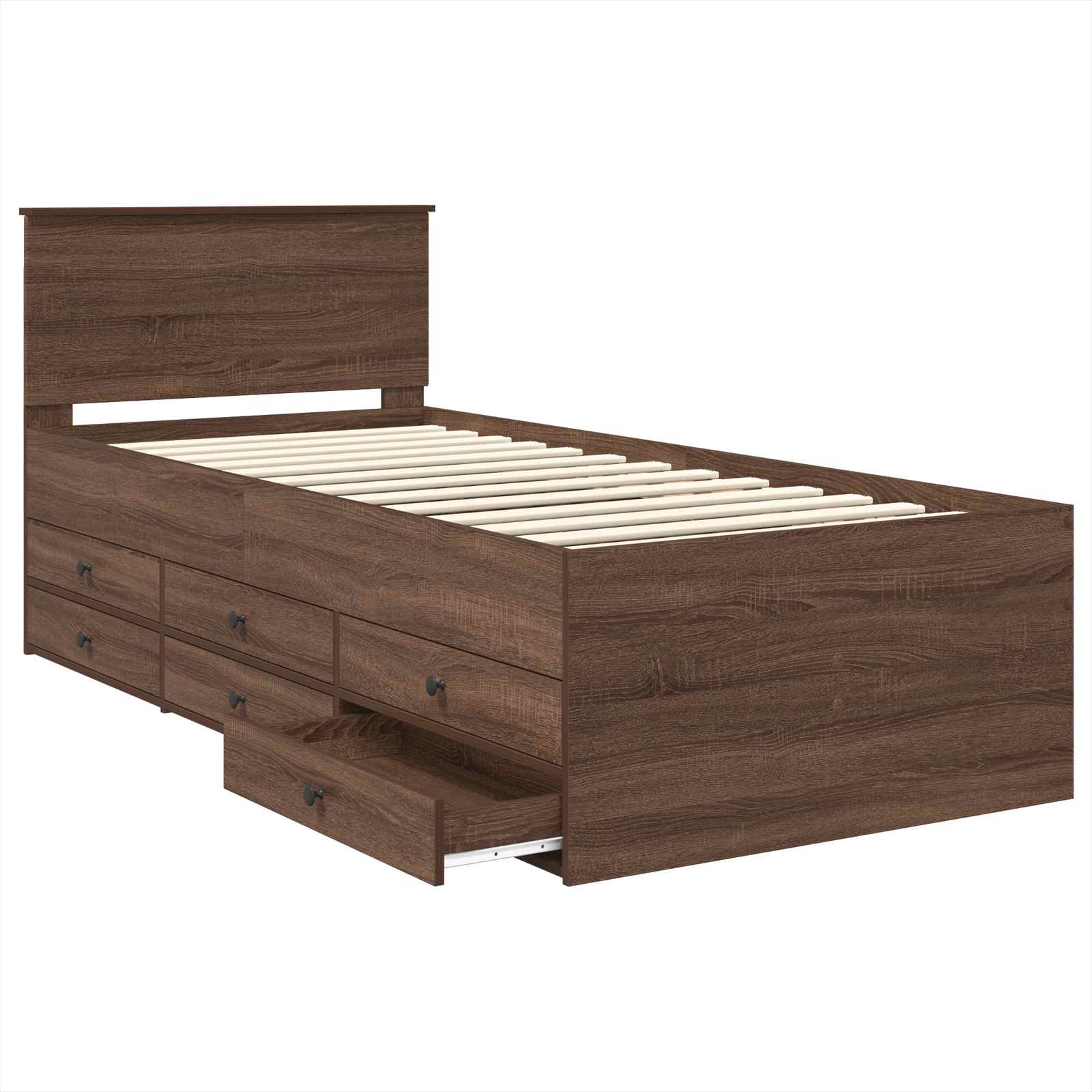 Slaapbank Bruin Eiken en Zwart 75 x 190 cm Bewerkt hout is nu te koop bij PeponiXL, paradijselijk wonen!