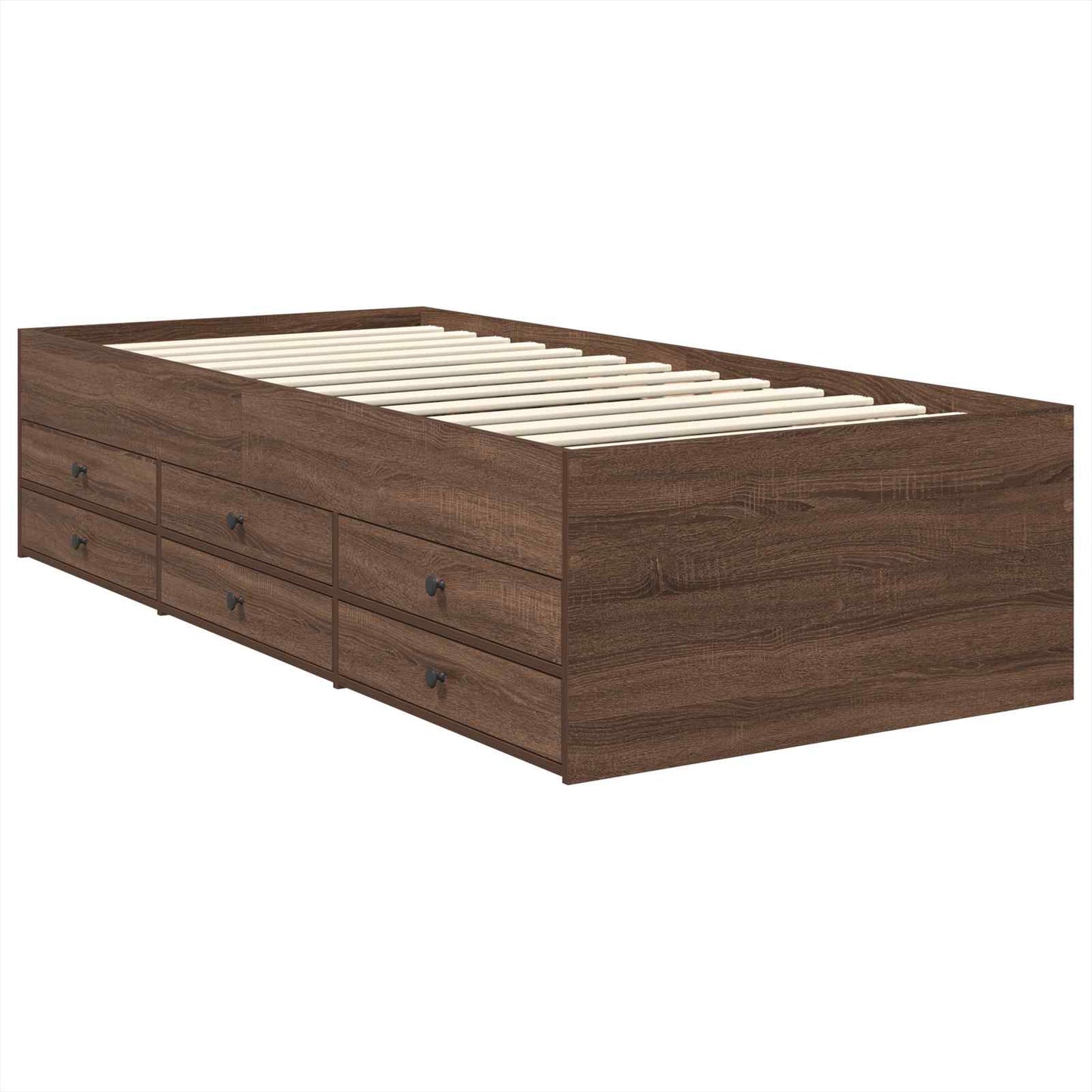Slaapbank Bruin Eiken en Zwart 75 x 190 cm Bewerkt hout is nu te koop bij PeponiXL, paradijselijk wonen!