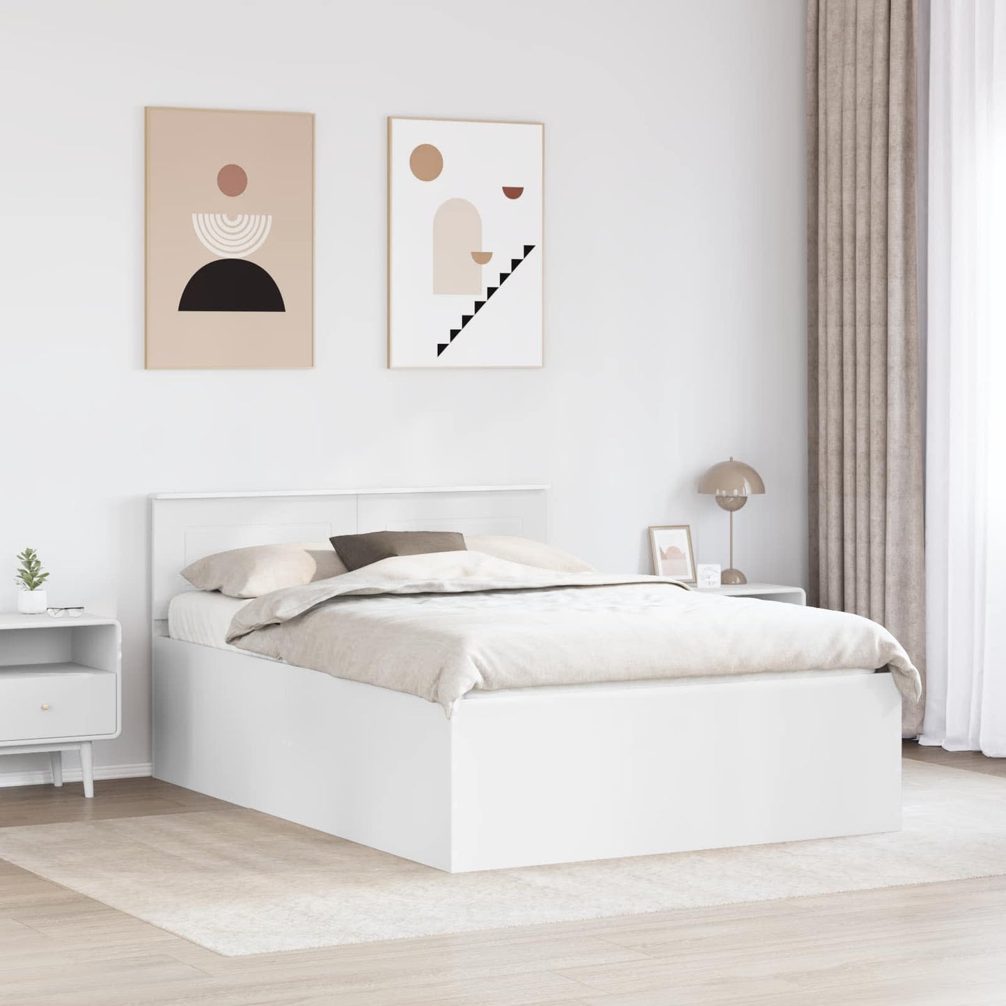 Bedframe met hoofdeinde Wit 160 x 200 cm Bewerkt hout is nu te koop bij PeponiXL, paradijselijk wonen!