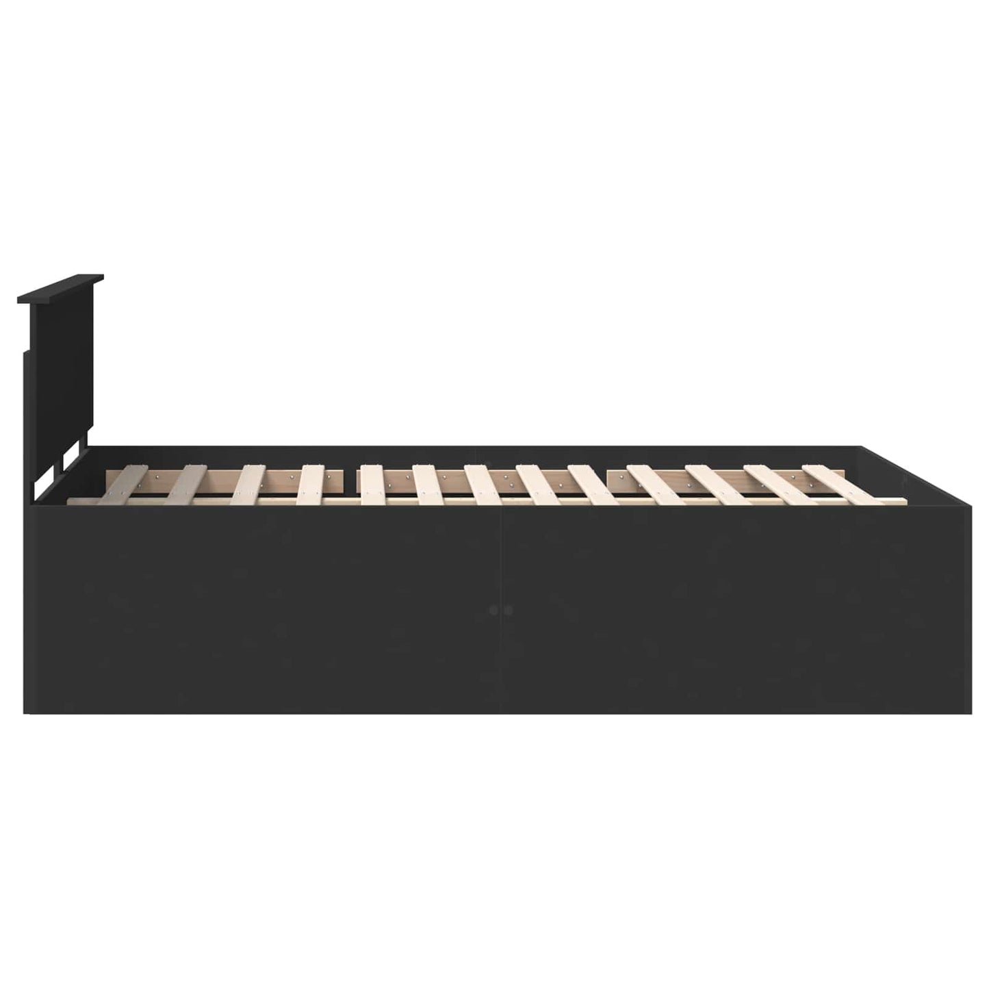 Bedframe met hoofdeinde Zwart 160 x 200 cm Bewerkt hout is nu te koop bij PeponiXL, paradijselijk wonen!