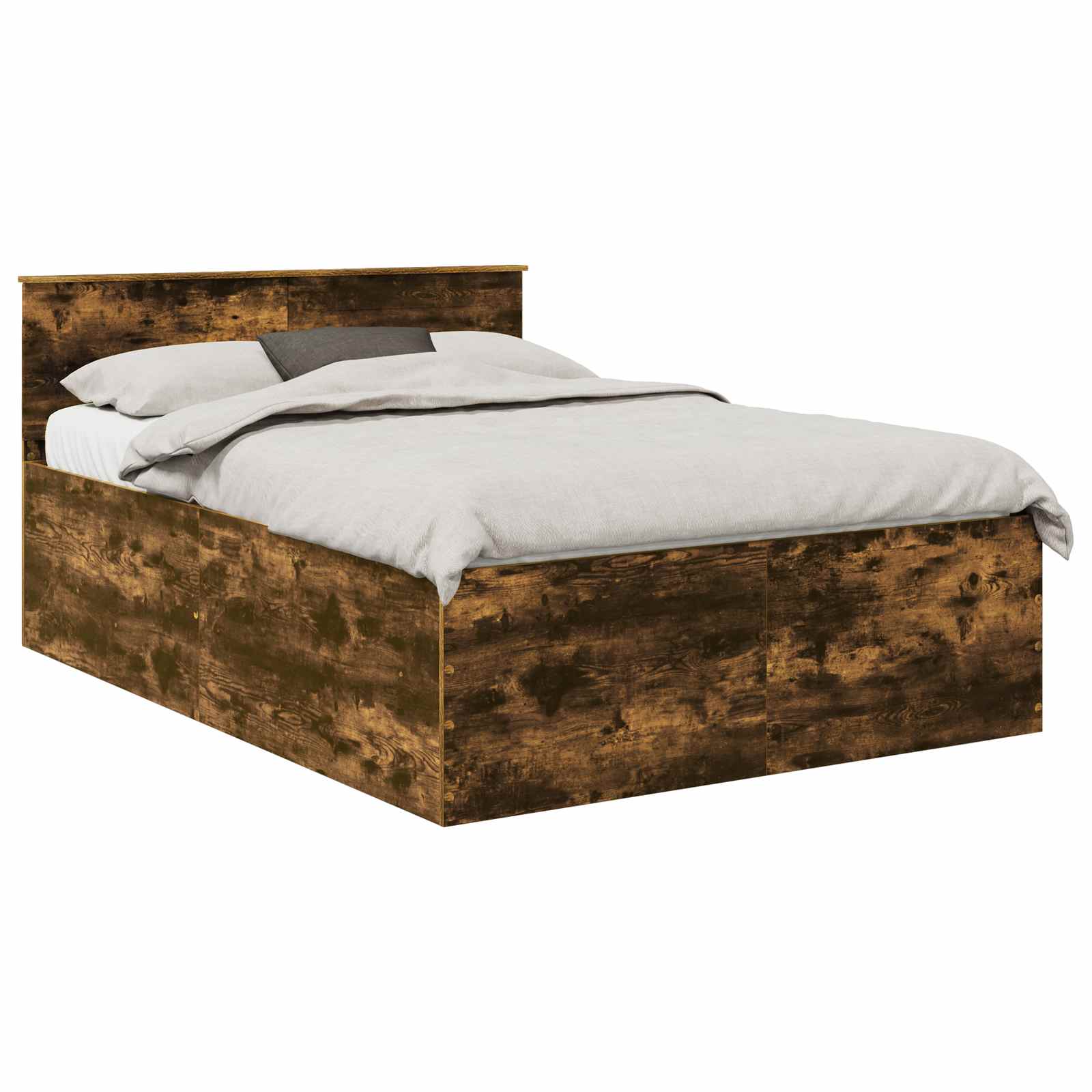 Bedframe met hoofdeinde Gerookt eiken 160 x 200 cm Bewerkt hout is nu te koop bij PeponiXL, paradijselijk wonen!
