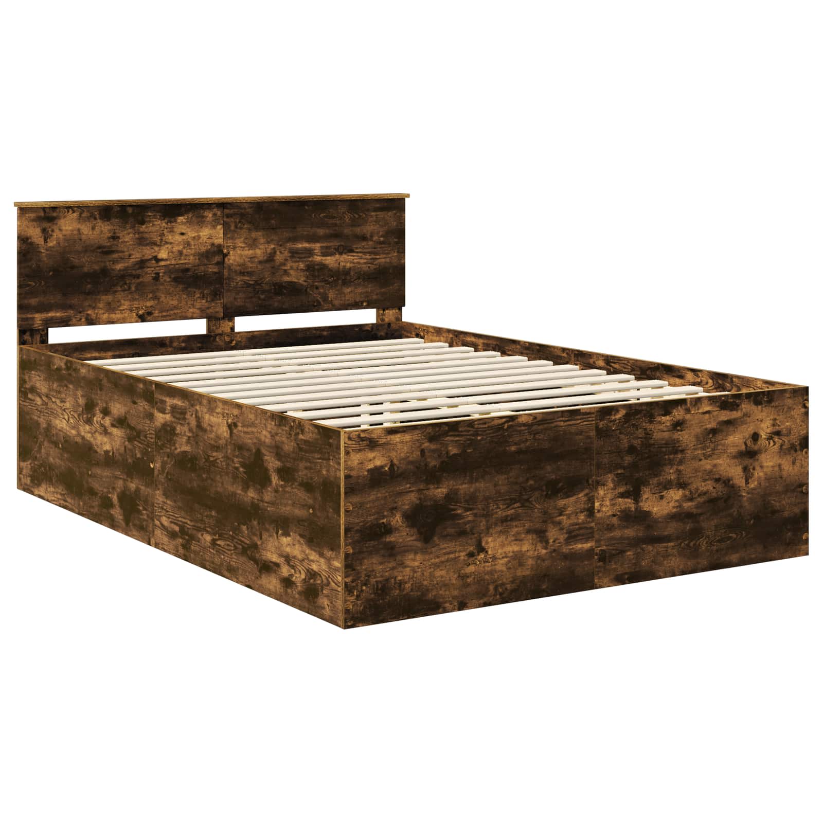 Bedframe met hoofdeinde Gerookt eiken 160 x 200 cm Bewerkt hout is nu te koop bij PeponiXL, paradijselijk wonen!