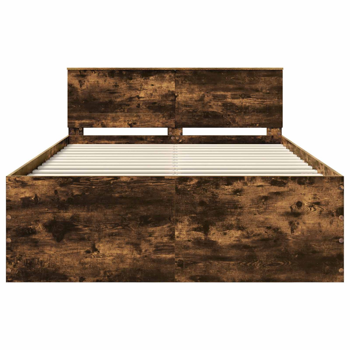 Bedframe met hoofdeinde Gerookt eiken 160 x 200 cm Bewerkt hout is nu te koop bij PeponiXL, paradijselijk wonen!
