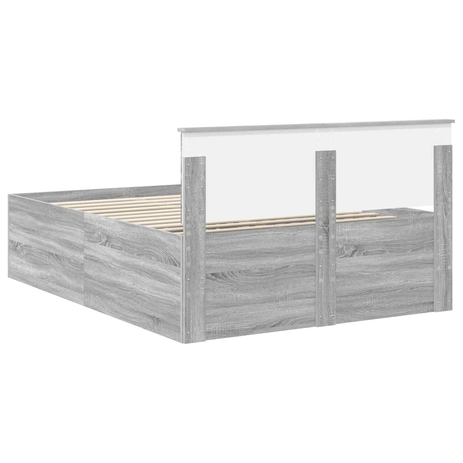 Bedframe met hoofdeinde Grijs Sonoma 160 x 200 cm Bewerkt hout is nu te koop bij PeponiXL, paradijselijk wonen!