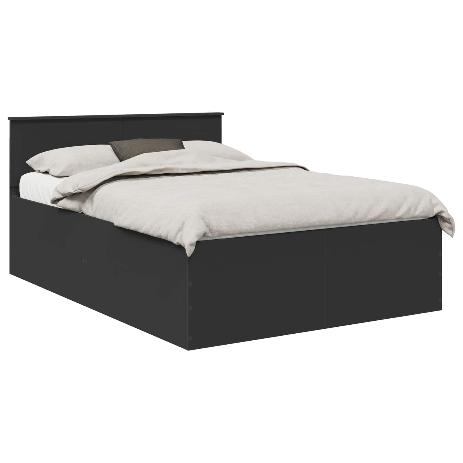 Bedframe met hoofdeinde Zwart 150 x 200 cm Bewerkt hout is nu te koop bij PeponiXL, paradijselijk wonen!