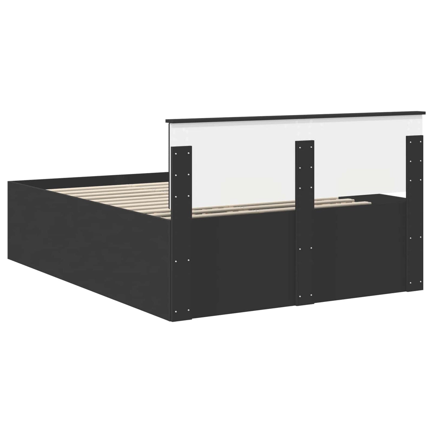 Bedframe met hoofdeinde Zwart 150 x 200 cm Bewerkt hout is nu te koop bij PeponiXL, paradijselijk wonen!
