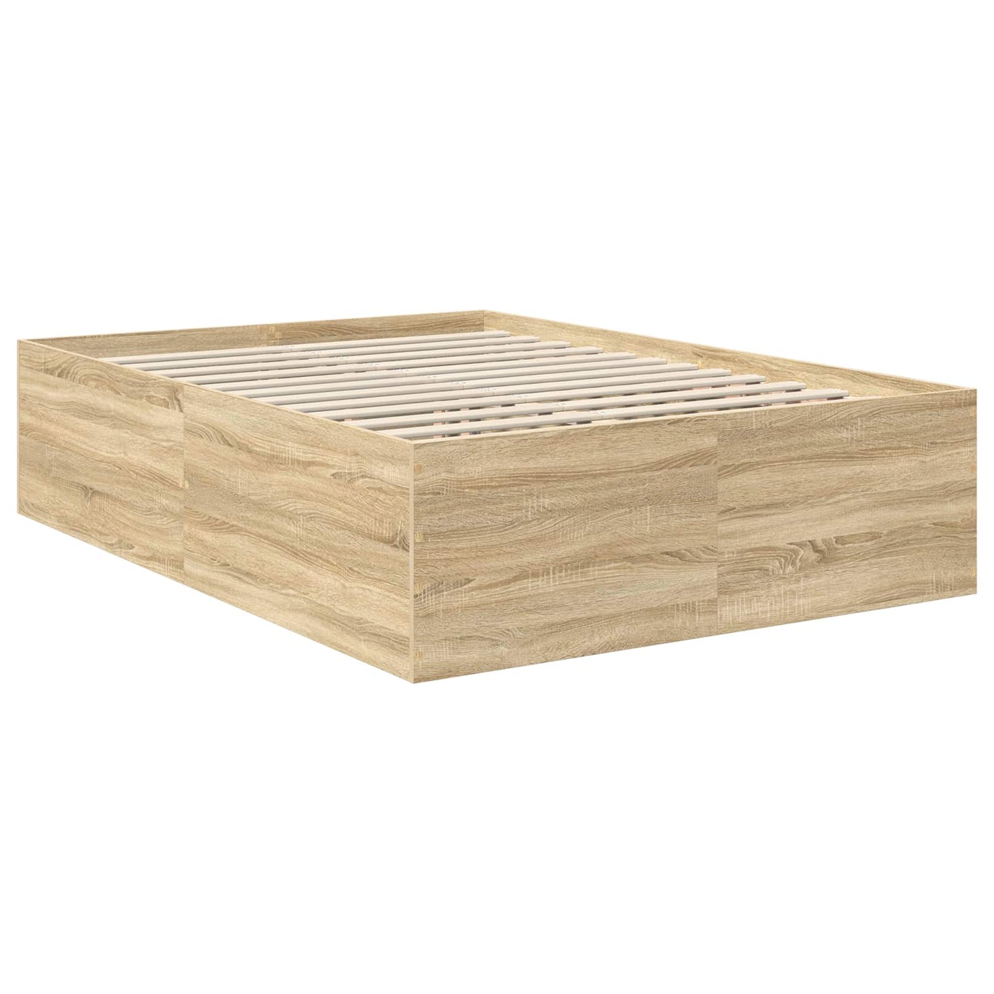 Bedframe met hoofdeinde Sonoma Eiken 150 x 200 cm Bewerkt hout is nu te koop bij PeponiXL, paradijselijk wonen!