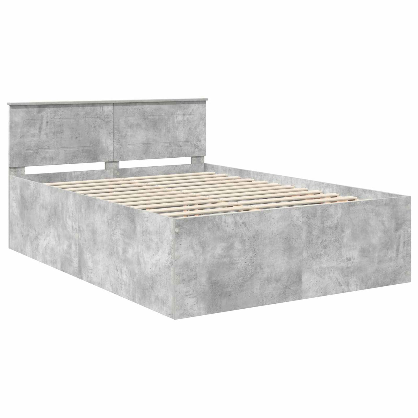 Bedframe met hoofdeinde Beton Grijs 150 x 200 cm Bewerkt hout is nu te koop bij PeponiXL, paradijselijk wonen!