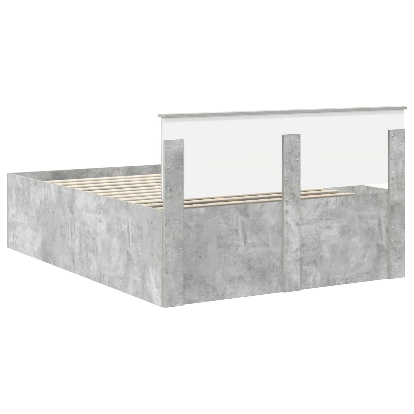 Bedframe met hoofdeinde Beton Grijs 150 x 200 cm Bewerkt hout is nu te koop bij PeponiXL, paradijselijk wonen!