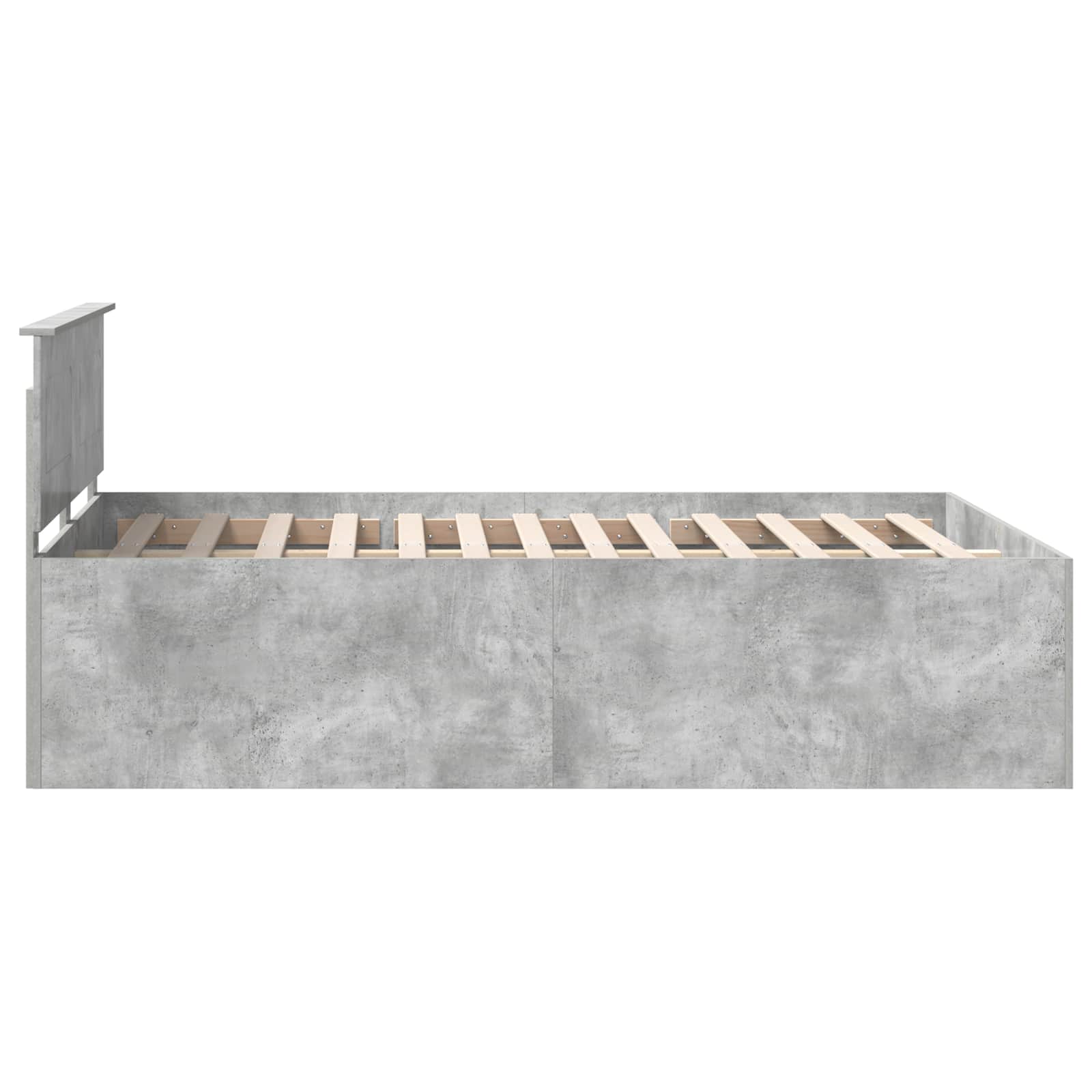 Bedframe met hoofdeinde Beton Grijs 150 x 200 cm Bewerkt hout is nu te koop bij PeponiXL, paradijselijk wonen!