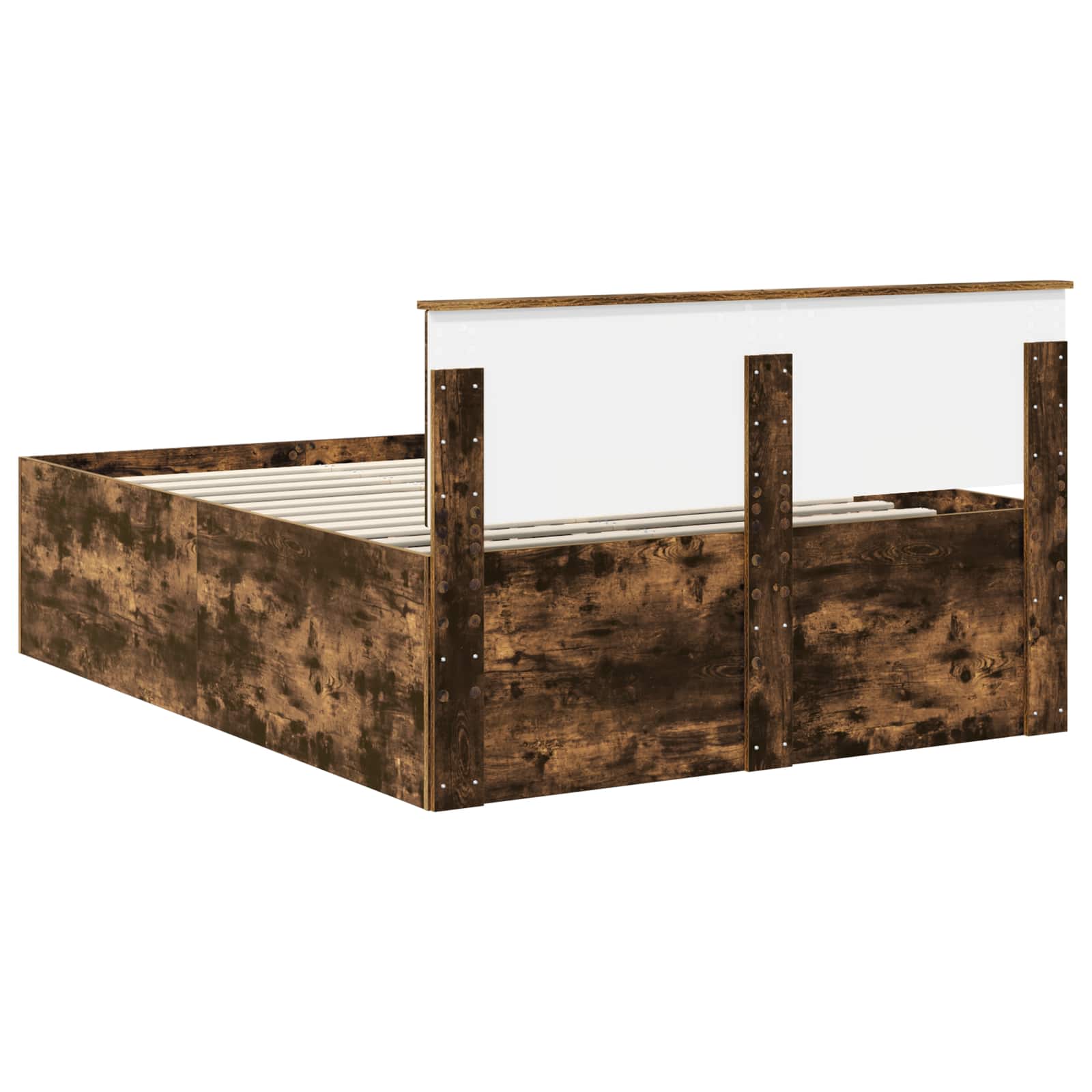 Bedframe met hoofdeinde Gerookt eiken 150 x 200 cm Bewerkt hout is nu te koop bij PeponiXL, paradijselijk wonen!