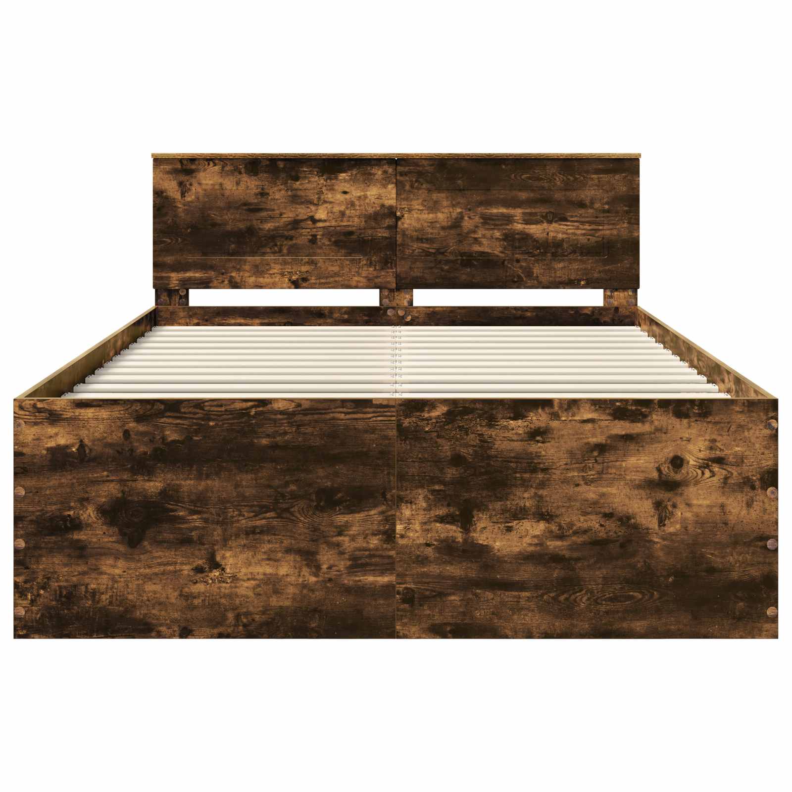 Bedframe met hoofdeinde Gerookt eiken 150 x 200 cm Bewerkt hout is nu te koop bij PeponiXL, paradijselijk wonen!