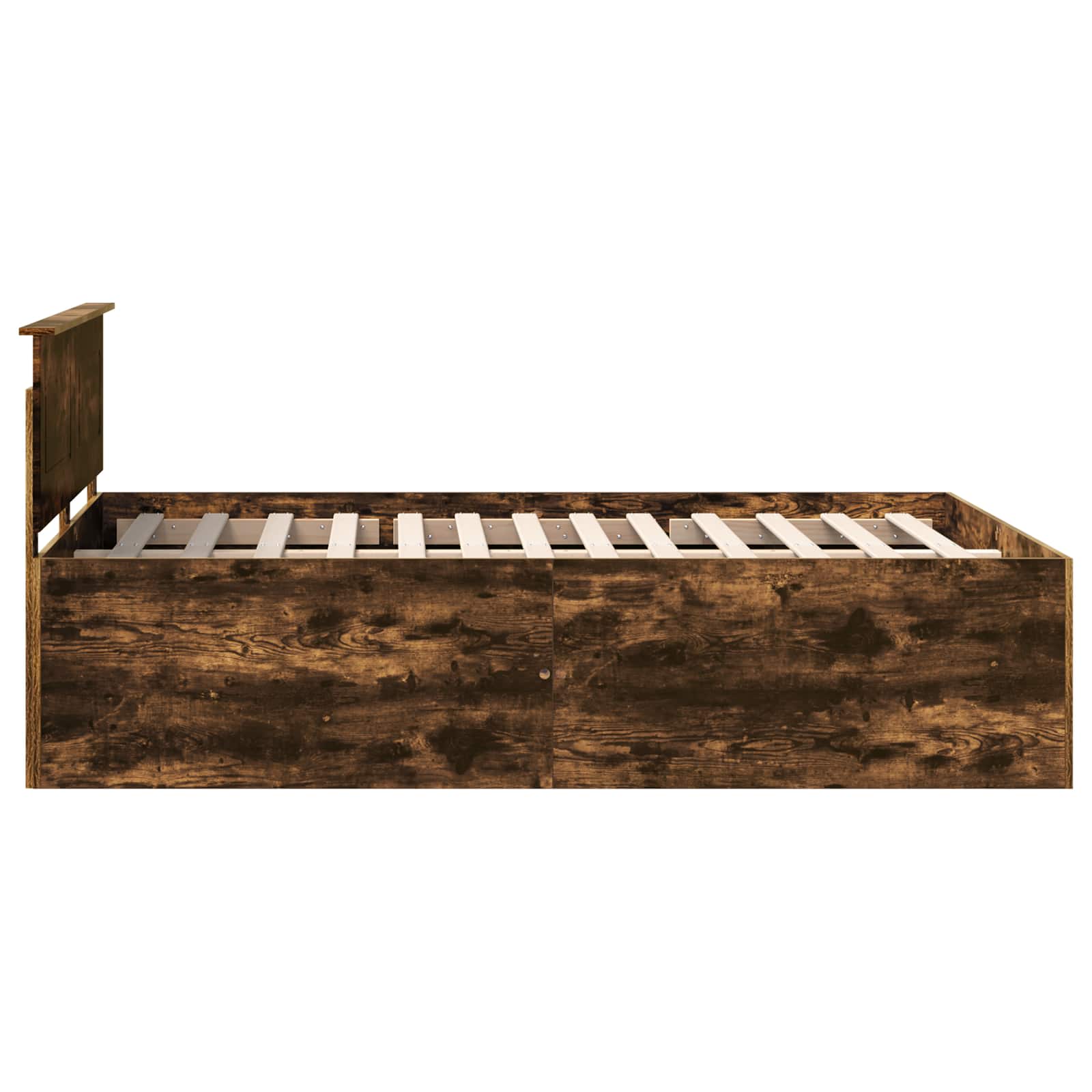 Bedframe met hoofdeinde Gerookt eiken 150 x 200 cm Bewerkt hout is nu te koop bij PeponiXL, paradijselijk wonen!