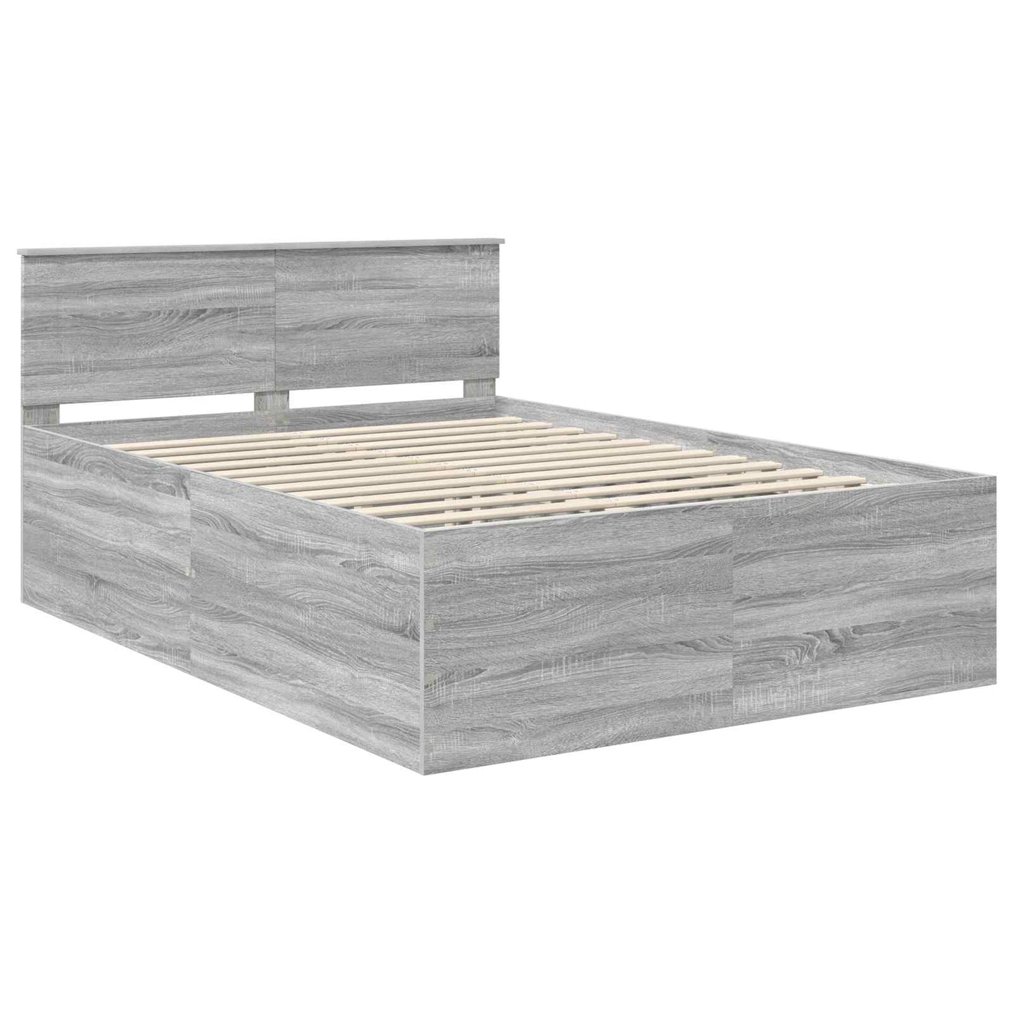 Bedframe met hoofdeinde Grijs Sonoma 150 x 200 cm Bewerkt hout is nu te koop bij PeponiXL, paradijselijk wonen!