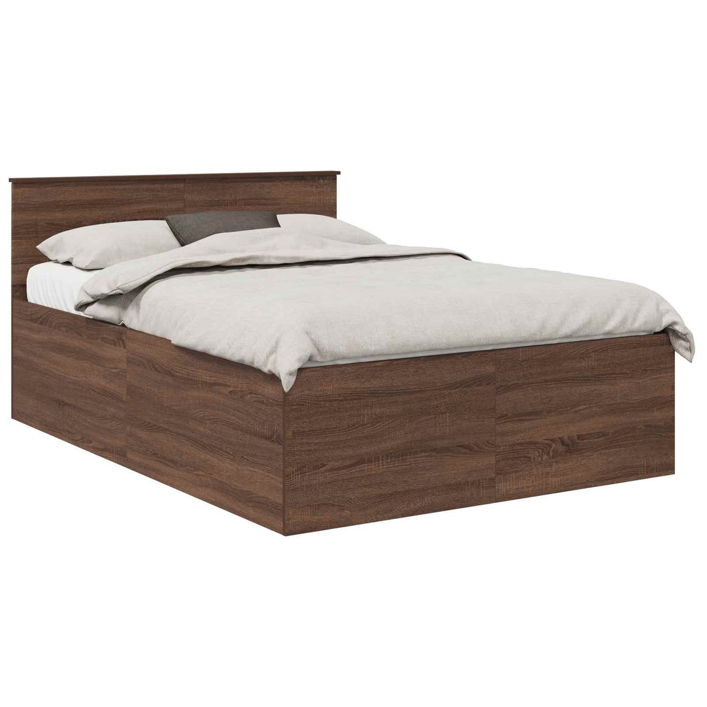 Bedframe met hoofdeinde Bruin Eiken 150 x 200 cm Bewerkt hout is nu te koop bij PeponiXL, paradijselijk wonen!